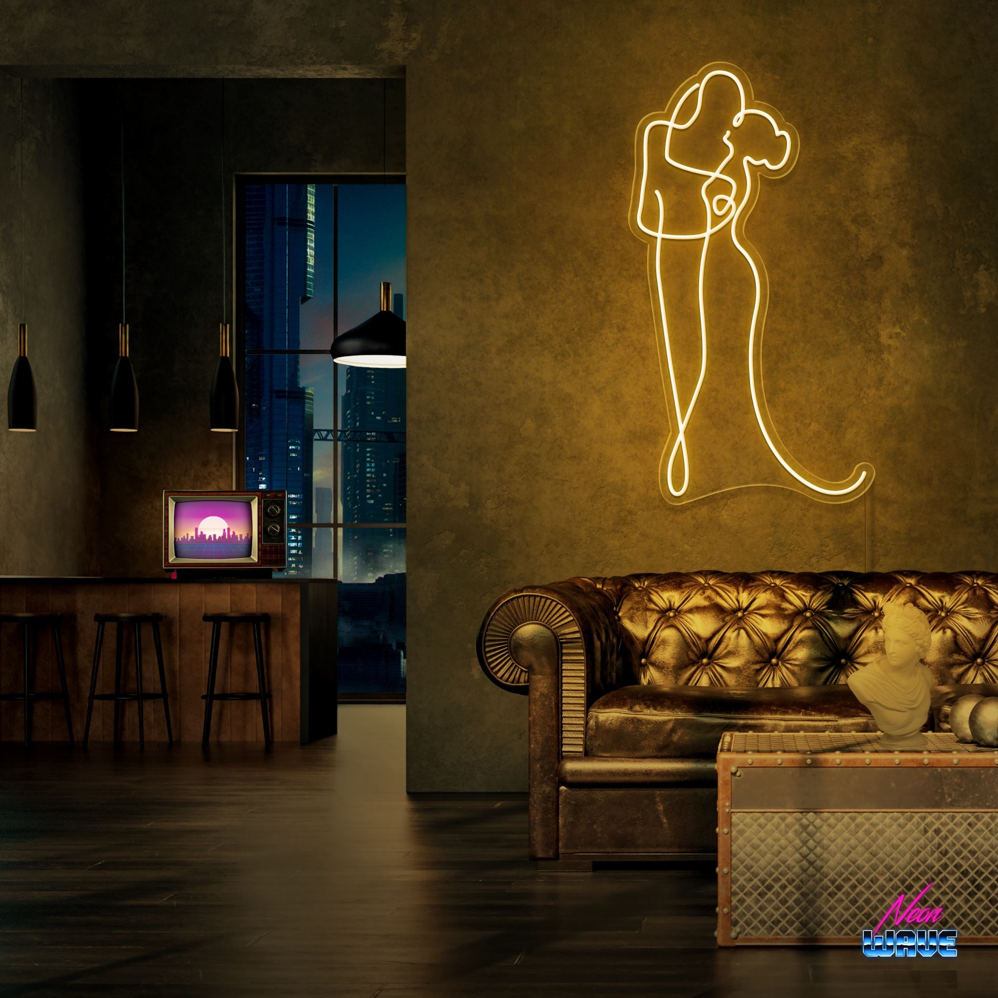 Marriage Neon Sign Neonwave.ch 75 cm Gold 