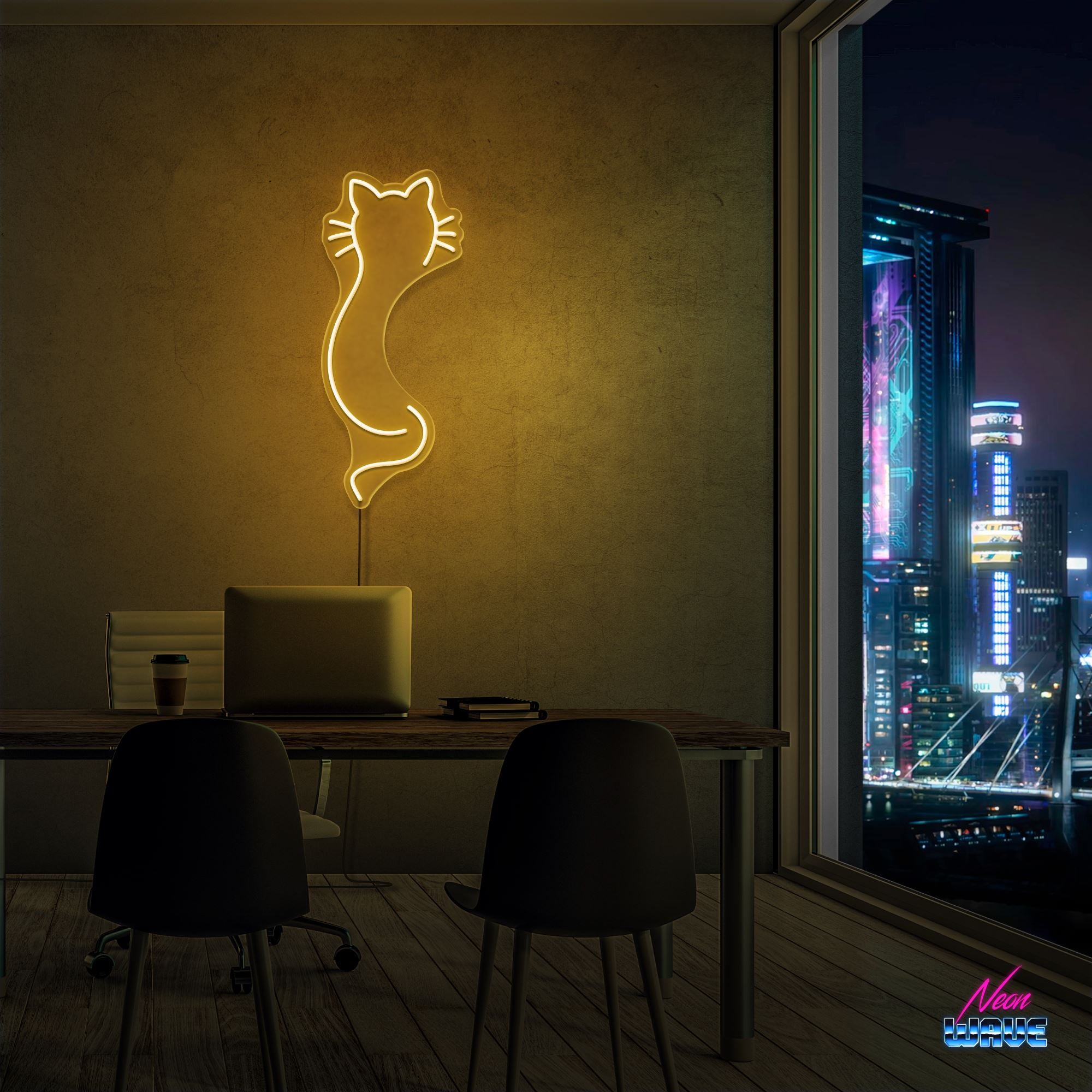 Cat Neon Sign Neonwave.ch 50cm Gold 