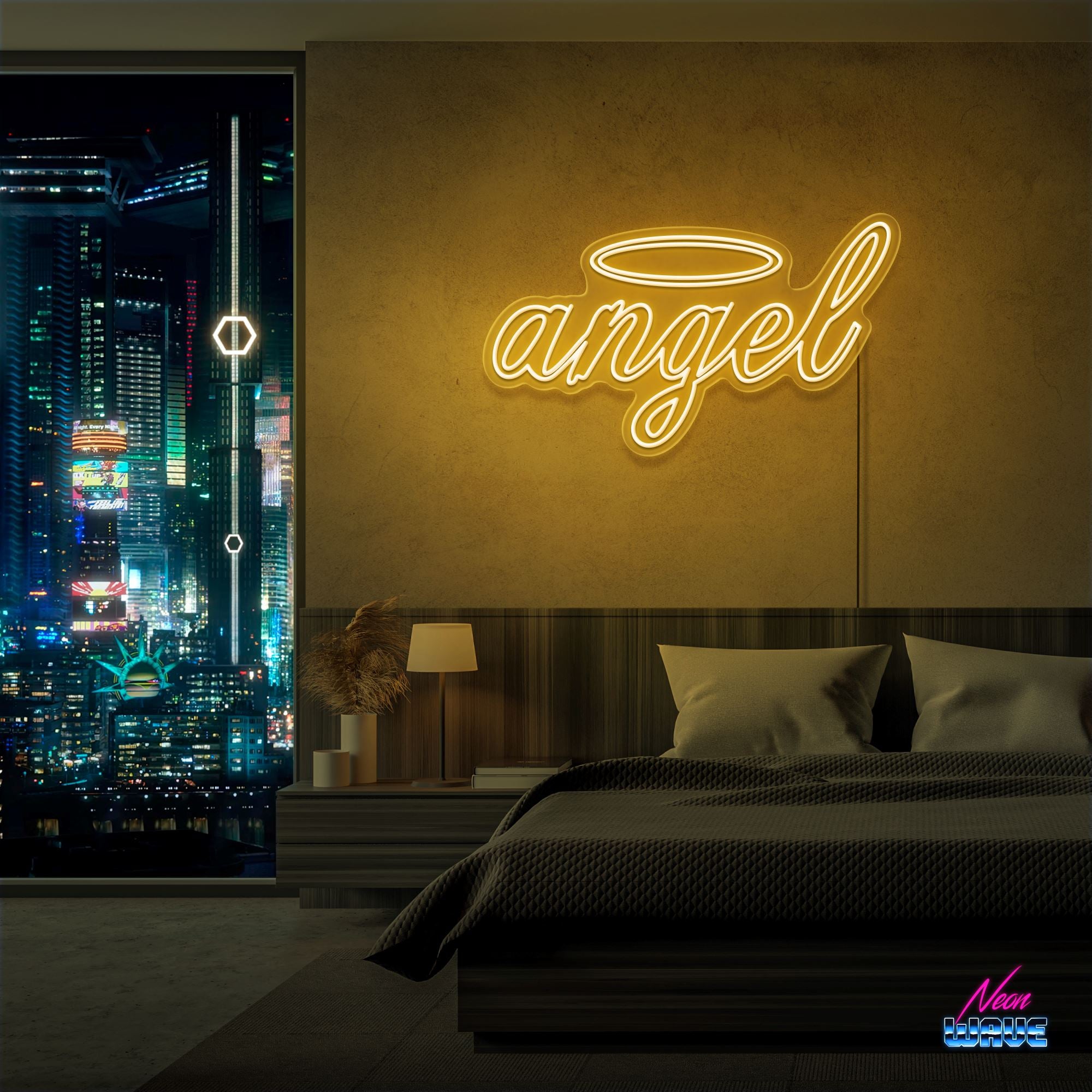 Angel Neon Sign Neonwave.ch 75cm Gold 