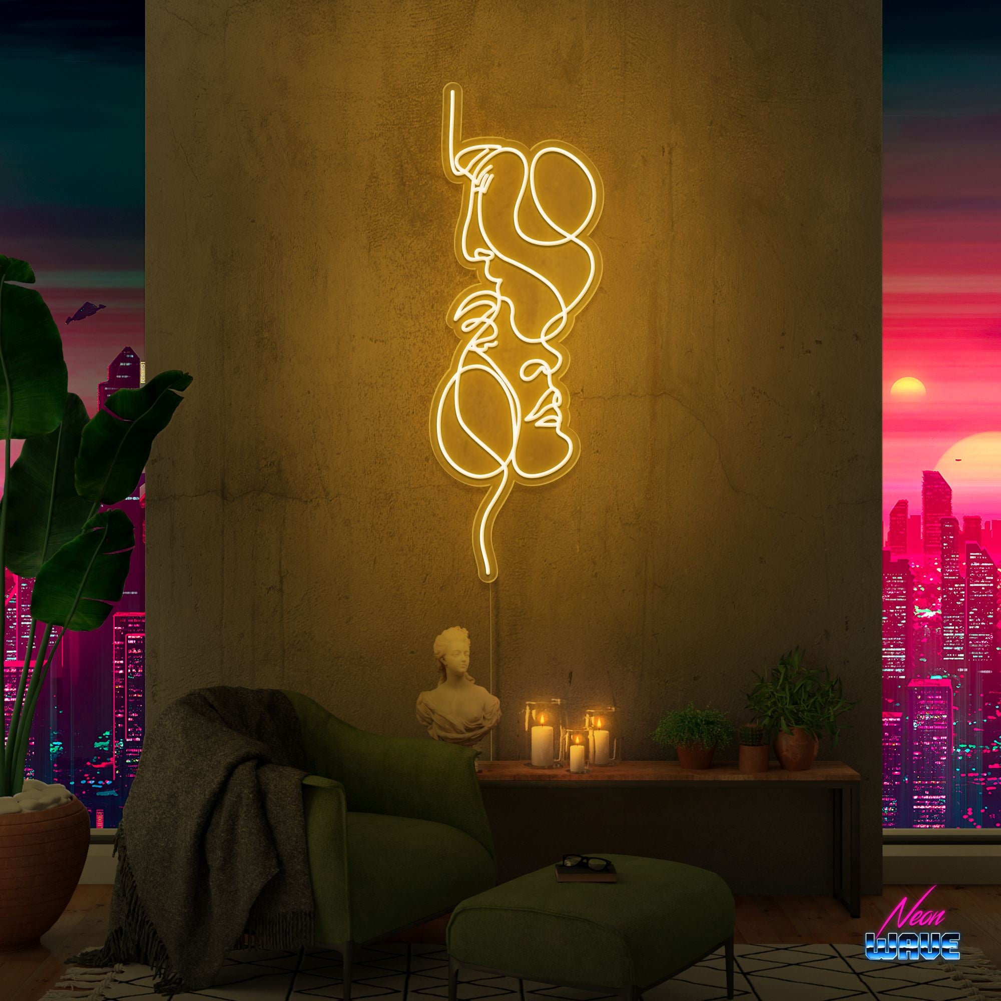 You and Me Neon Sign Neonwave.ch 120 cm Gold 