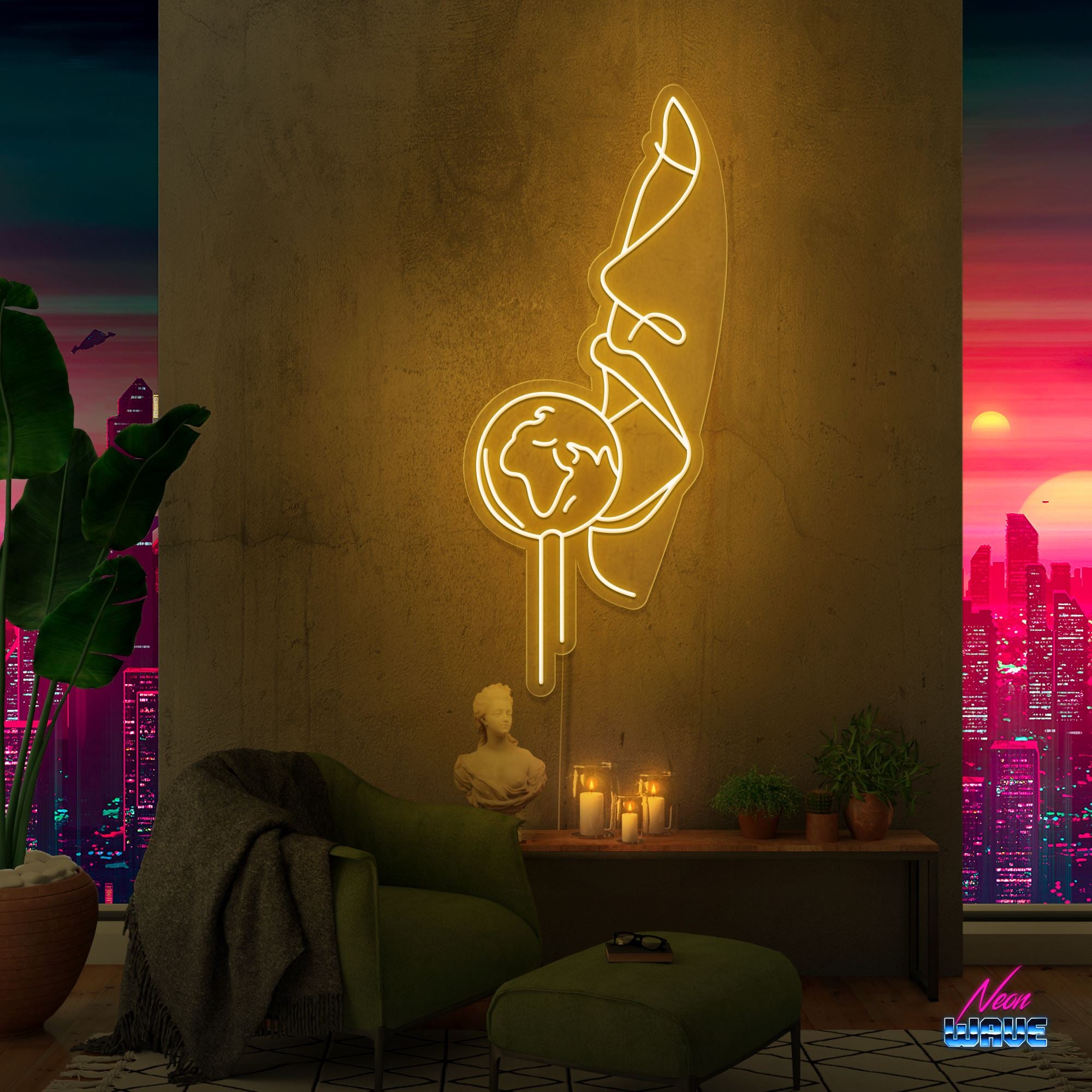 Earth Lollipop Neon Sign Neonwave.ch 75cm Gold 