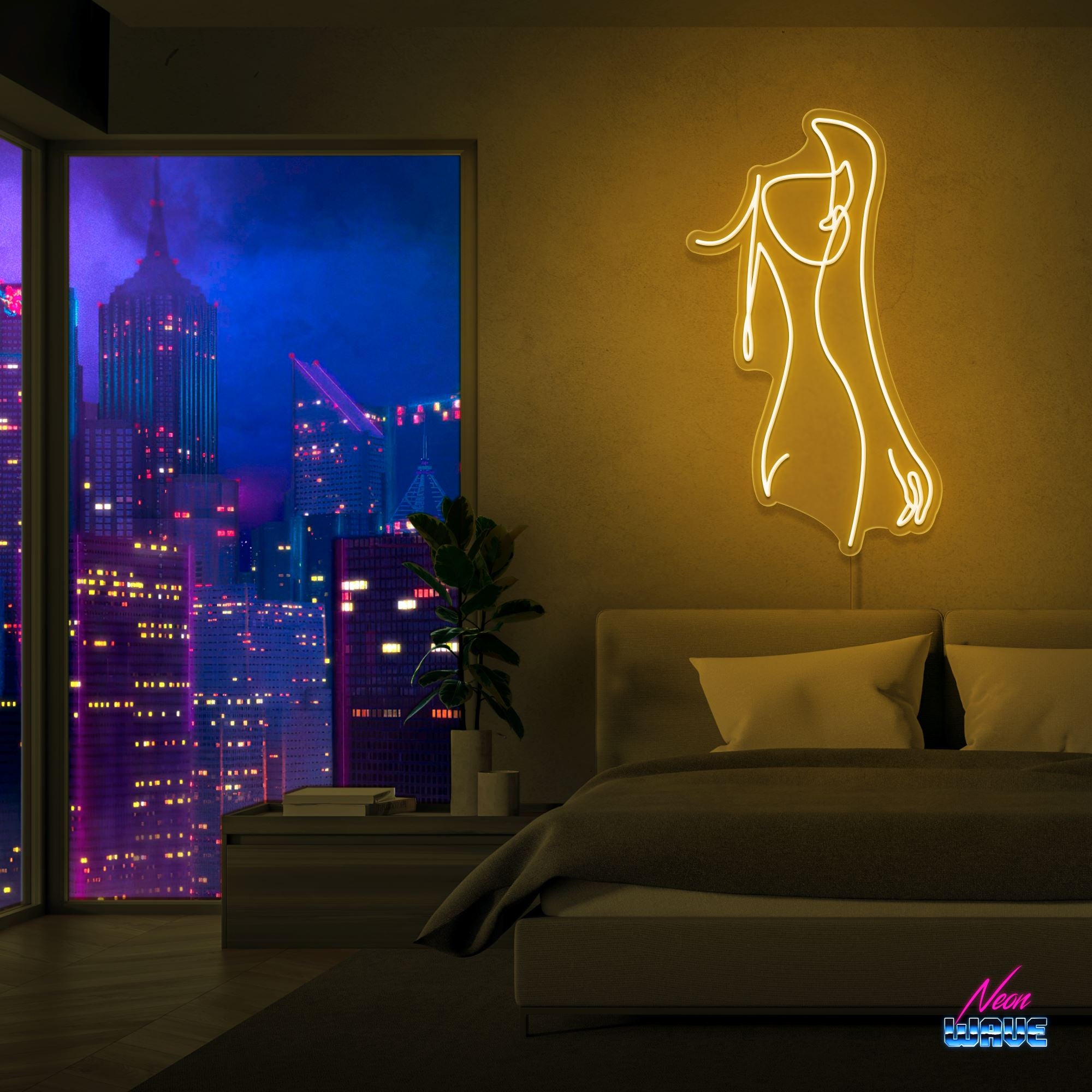 Body Silhouette Neon Sign Neonwave.ch 75 cm Gold 