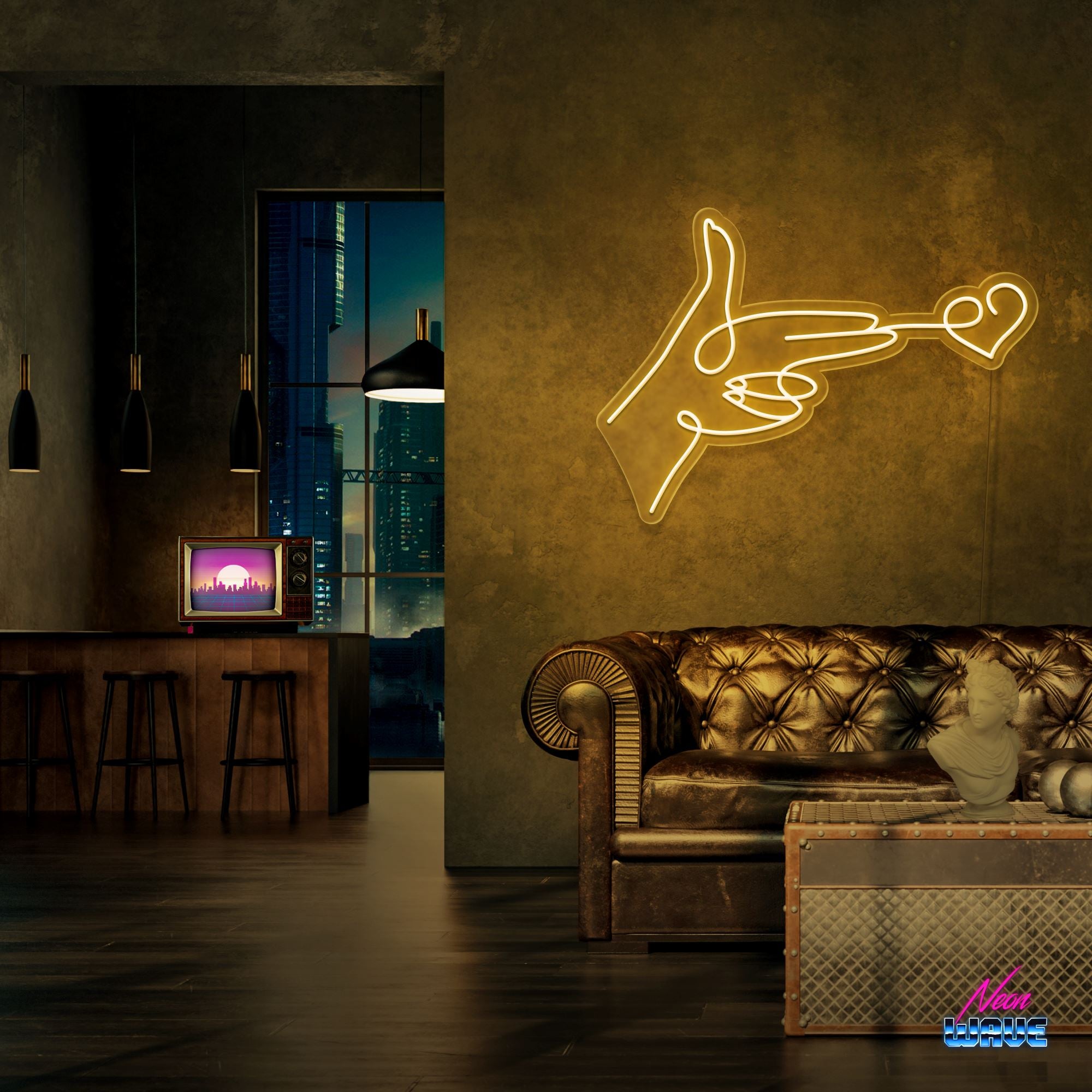 Love Bullet Neon Sign Neonwave.ch 50cm Gold 