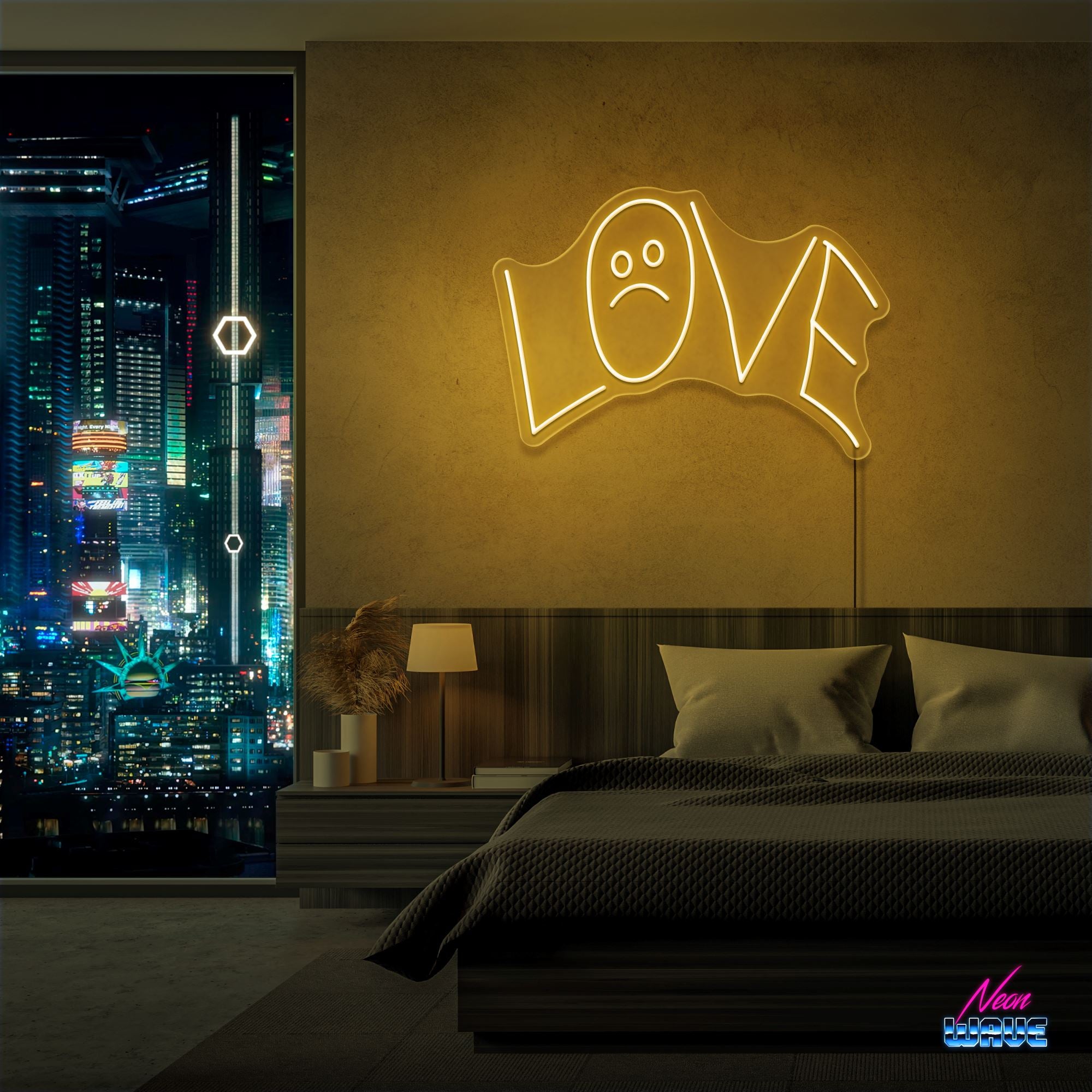 LOVE :( by "Lil Peep" Neon Sign Neonwave.ch 50cm Gold 