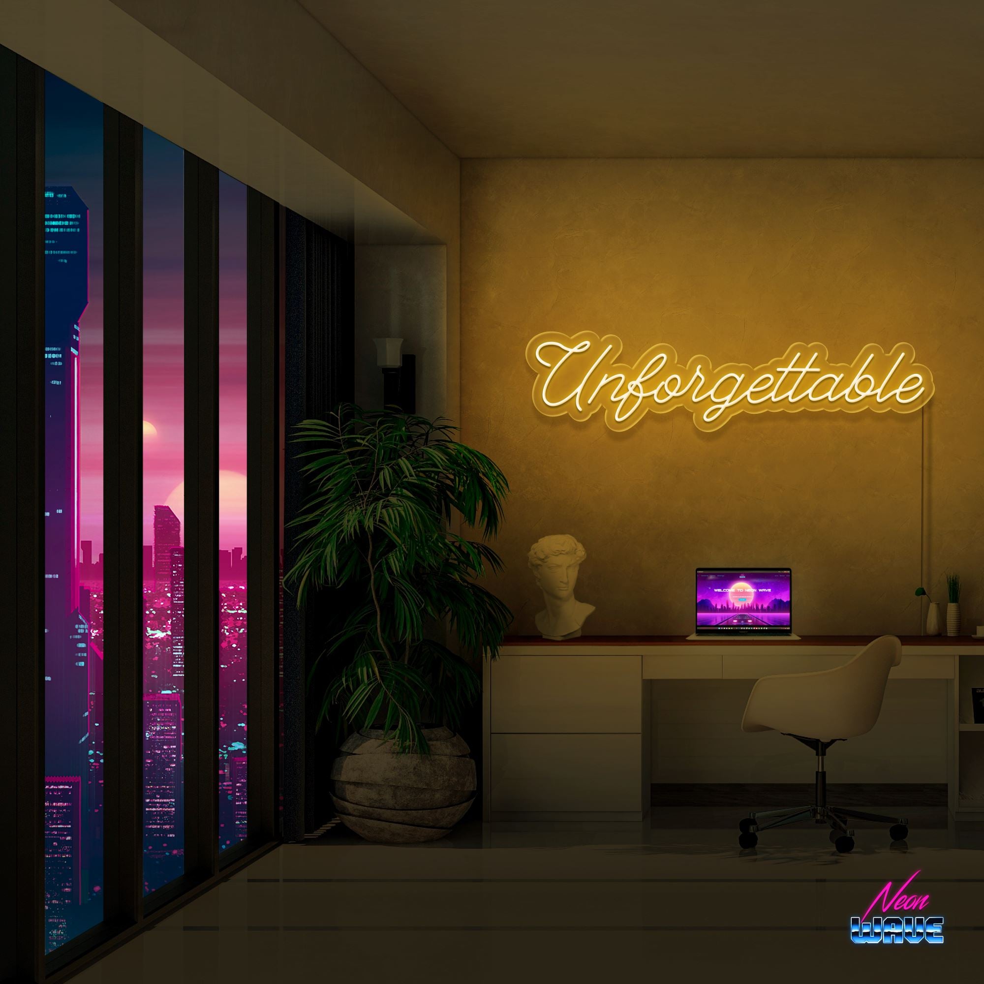 Unforgettable Neon Sign Neonwave.ch 75 cm Gold 