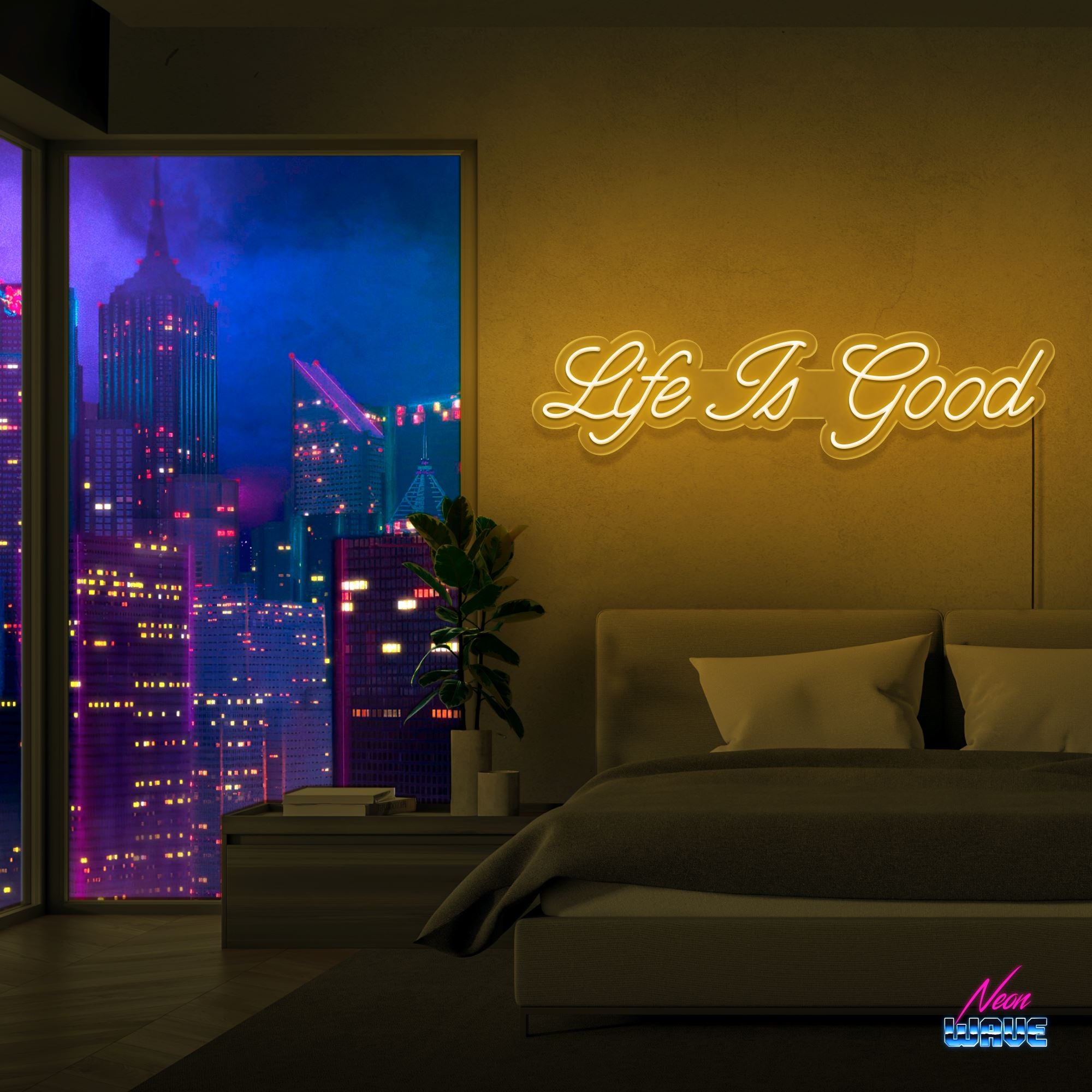 Life is Good Neon Sign Neonwave.ch 75 cm Gold 