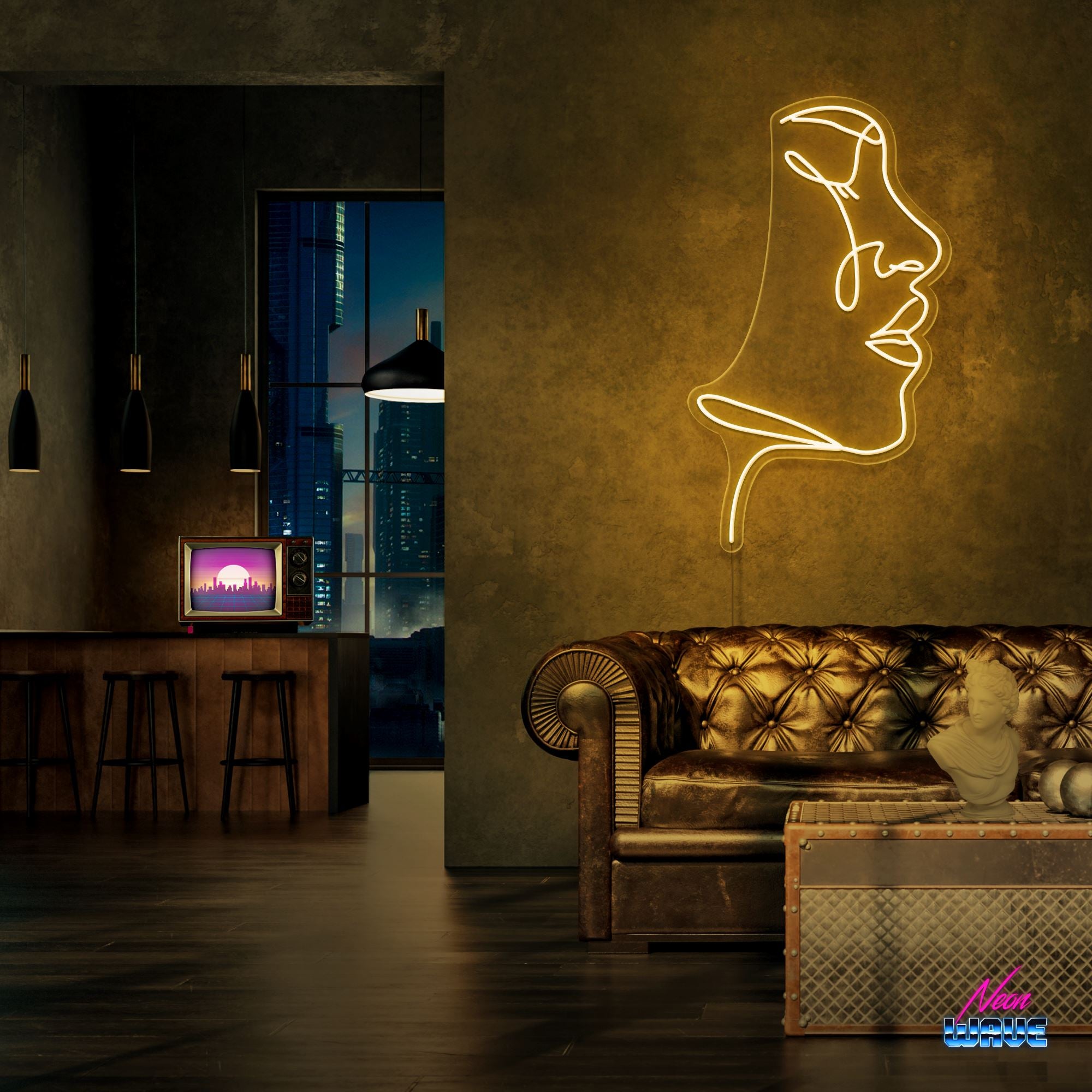 Feel your Face Neon Sign Neonwave.ch 75 cm Gold 