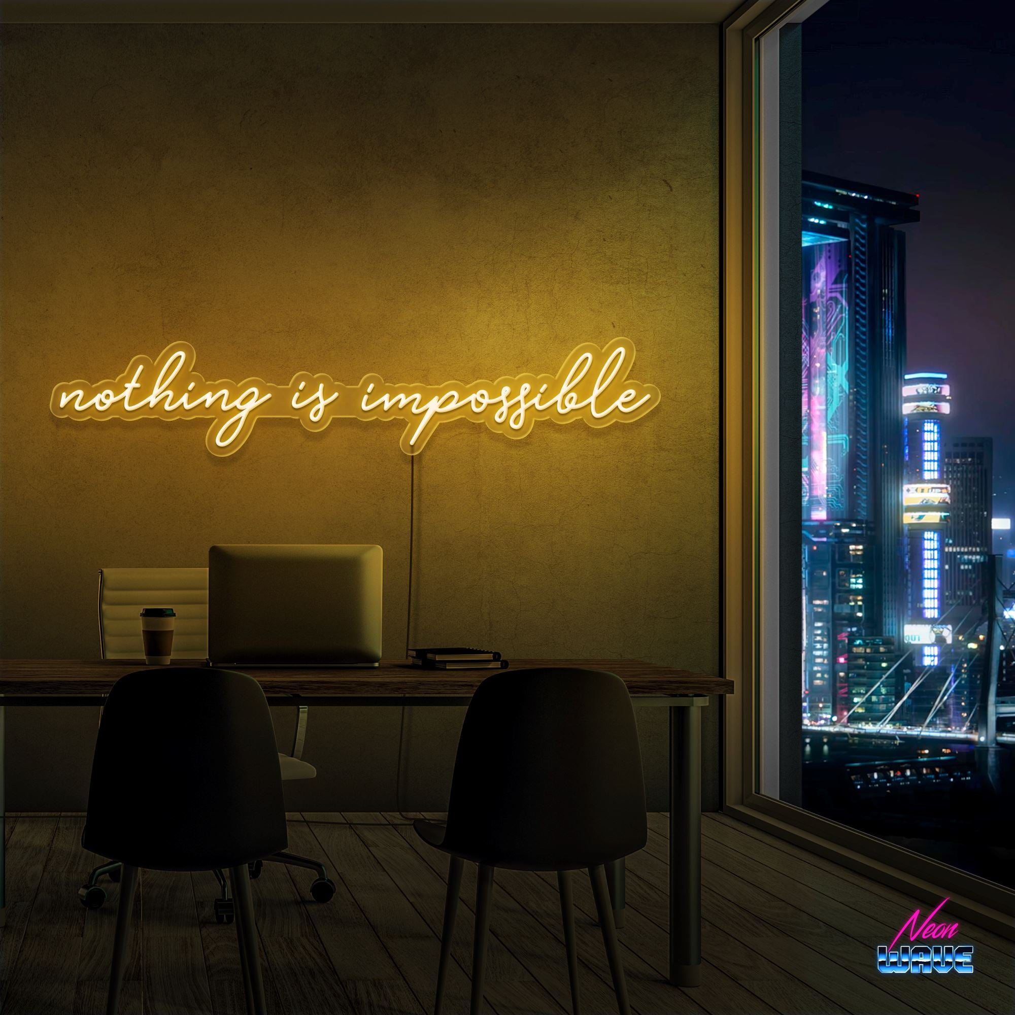 NOTHING IS IMPOSSIBLE Neon Sign Neonwave.ch 150cm Gold 