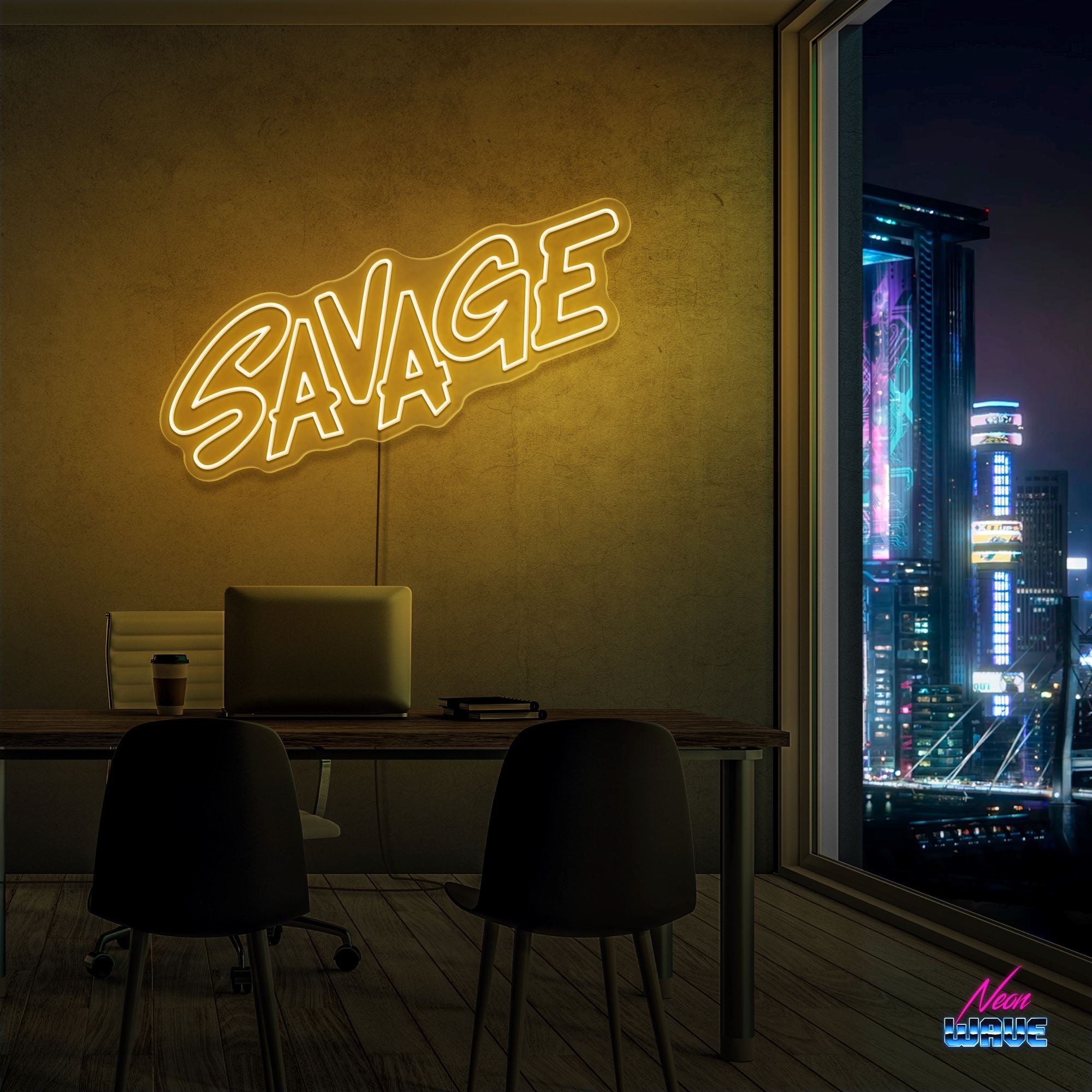 SAVAGE Neon Sign Neonwave.ch 50cm Gold 