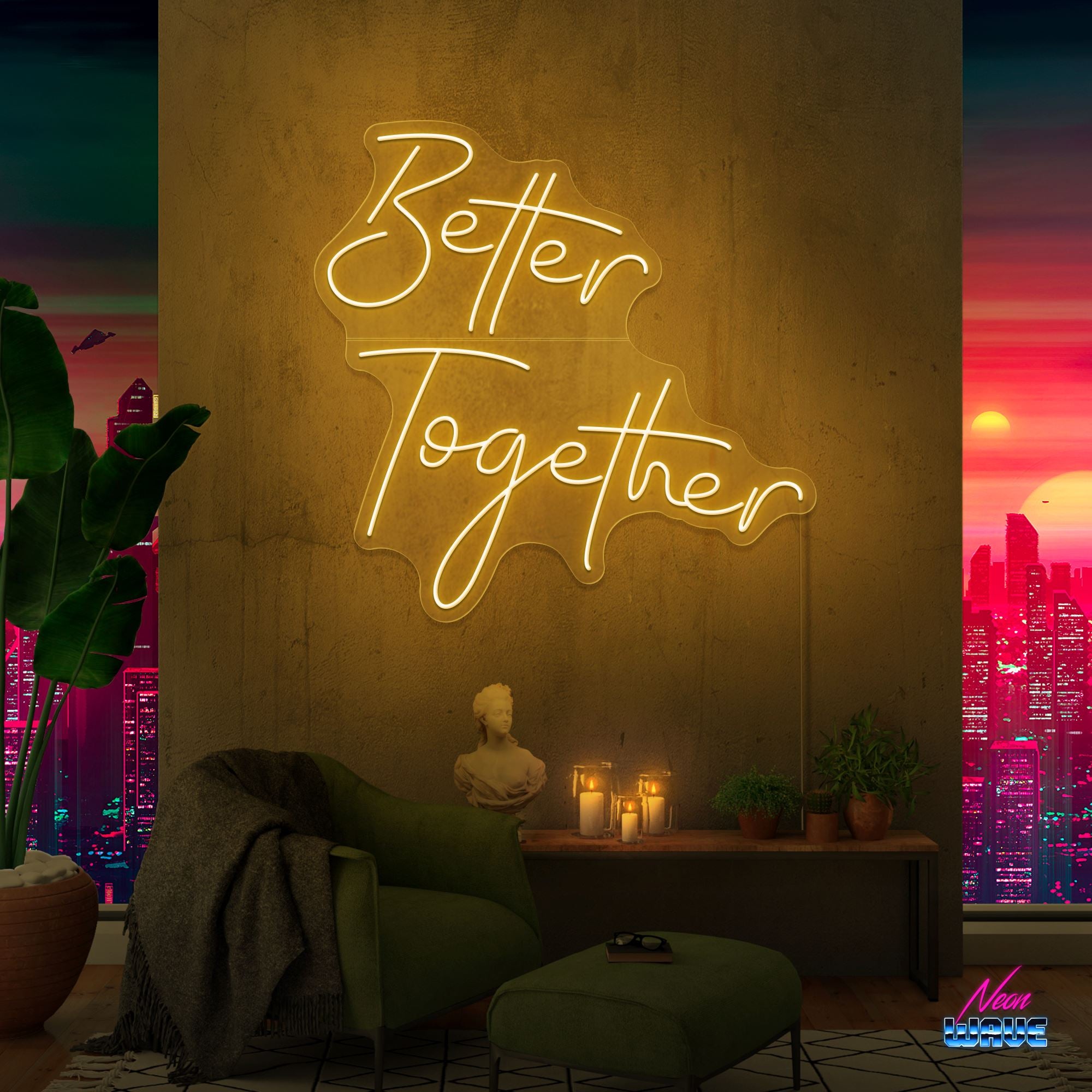 Better Together Neon Sign Neonwave.ch 50cm Gold 