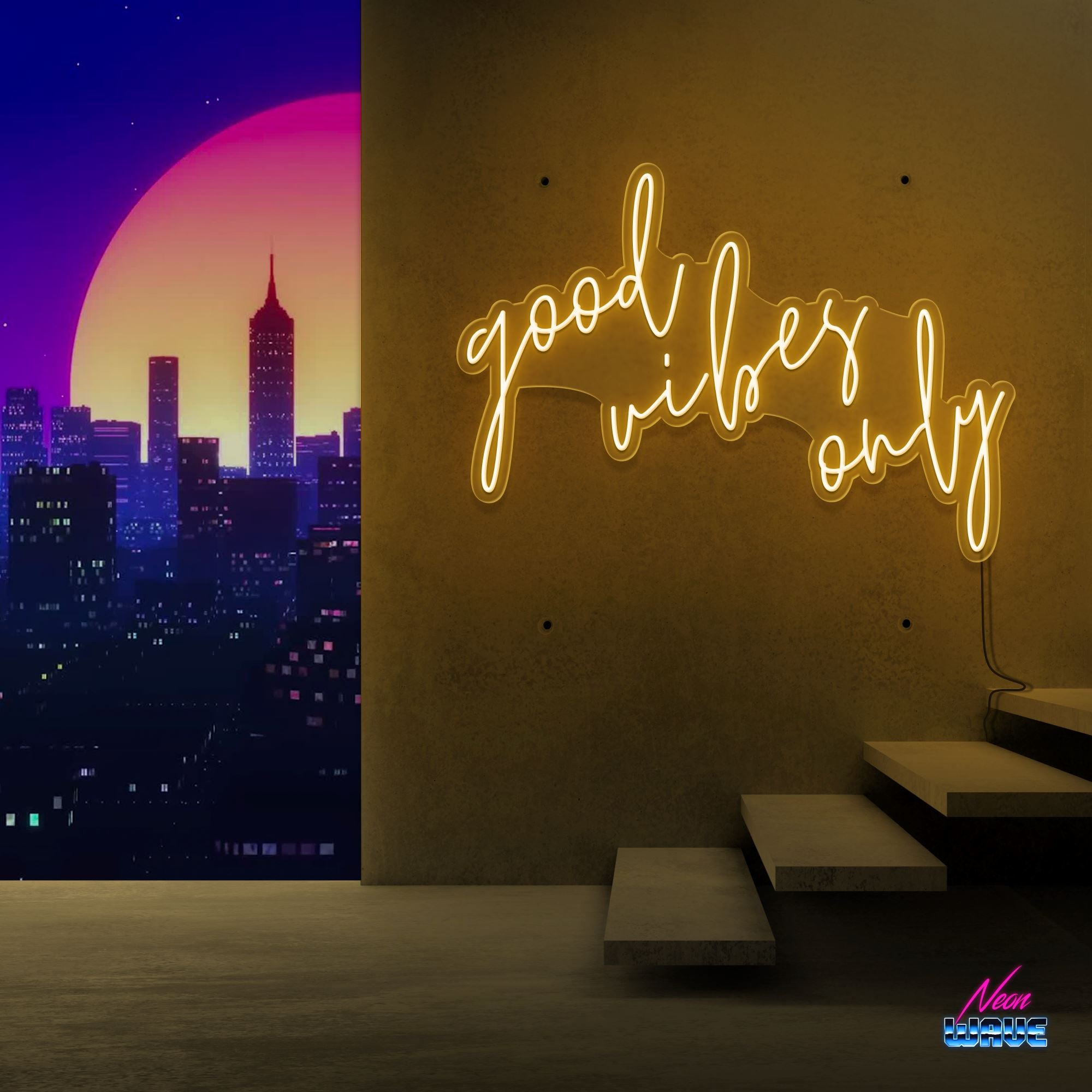GOOD VIBES ONLY Neon Sign Neonwave.ch 75cm Gold 