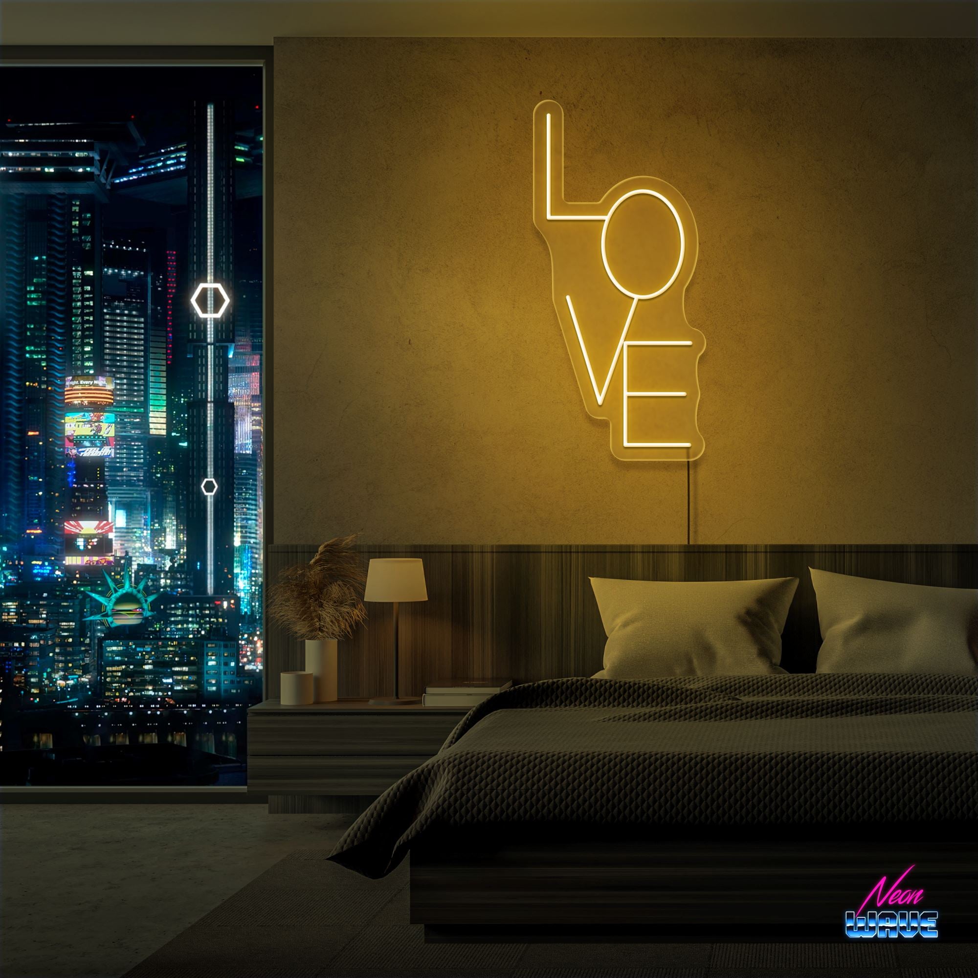 LOVE Neon Sign Neonwave.ch 50cm Gold 