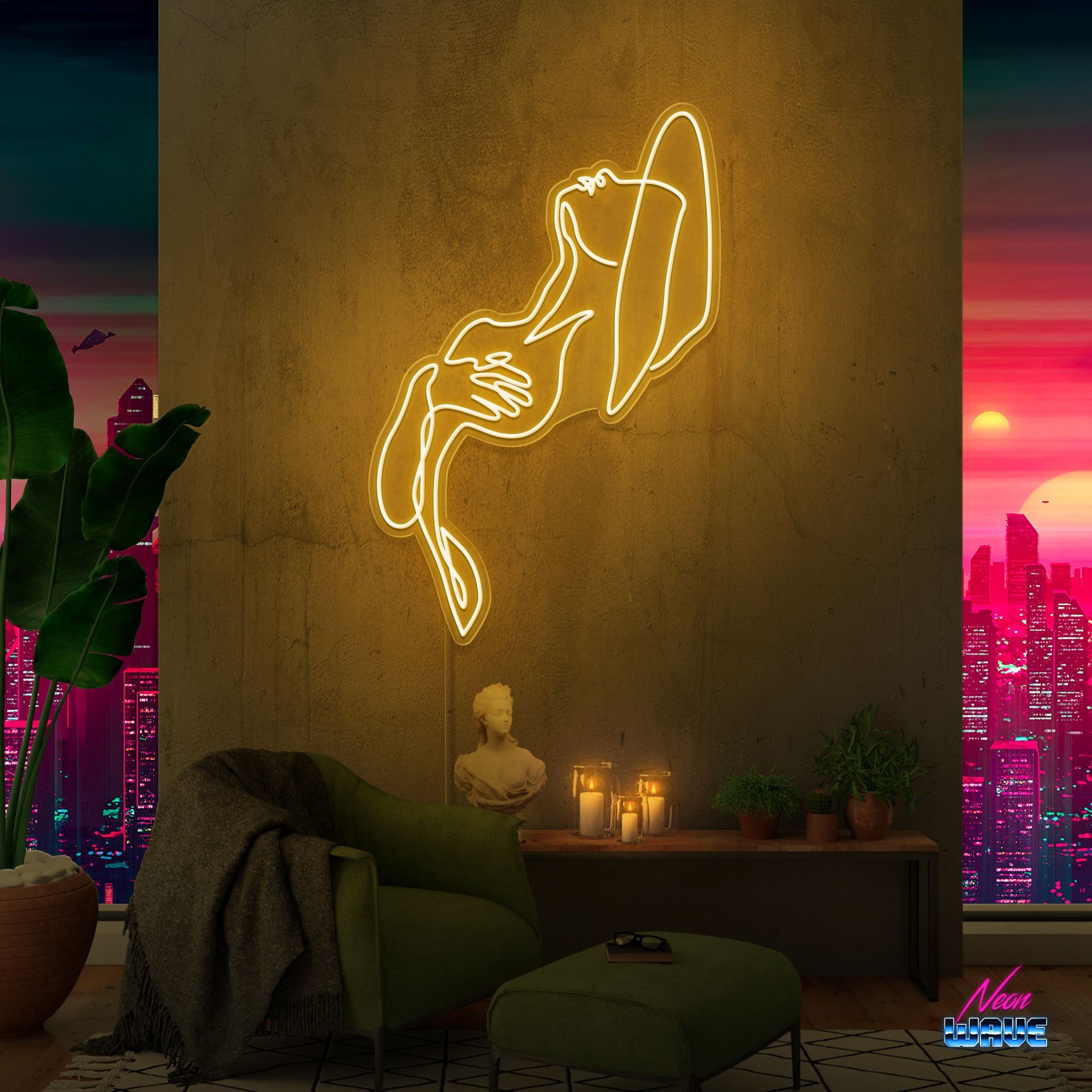 Aesthetic Woman Neon Sign Neonwave.ch 150 cm Gold 
