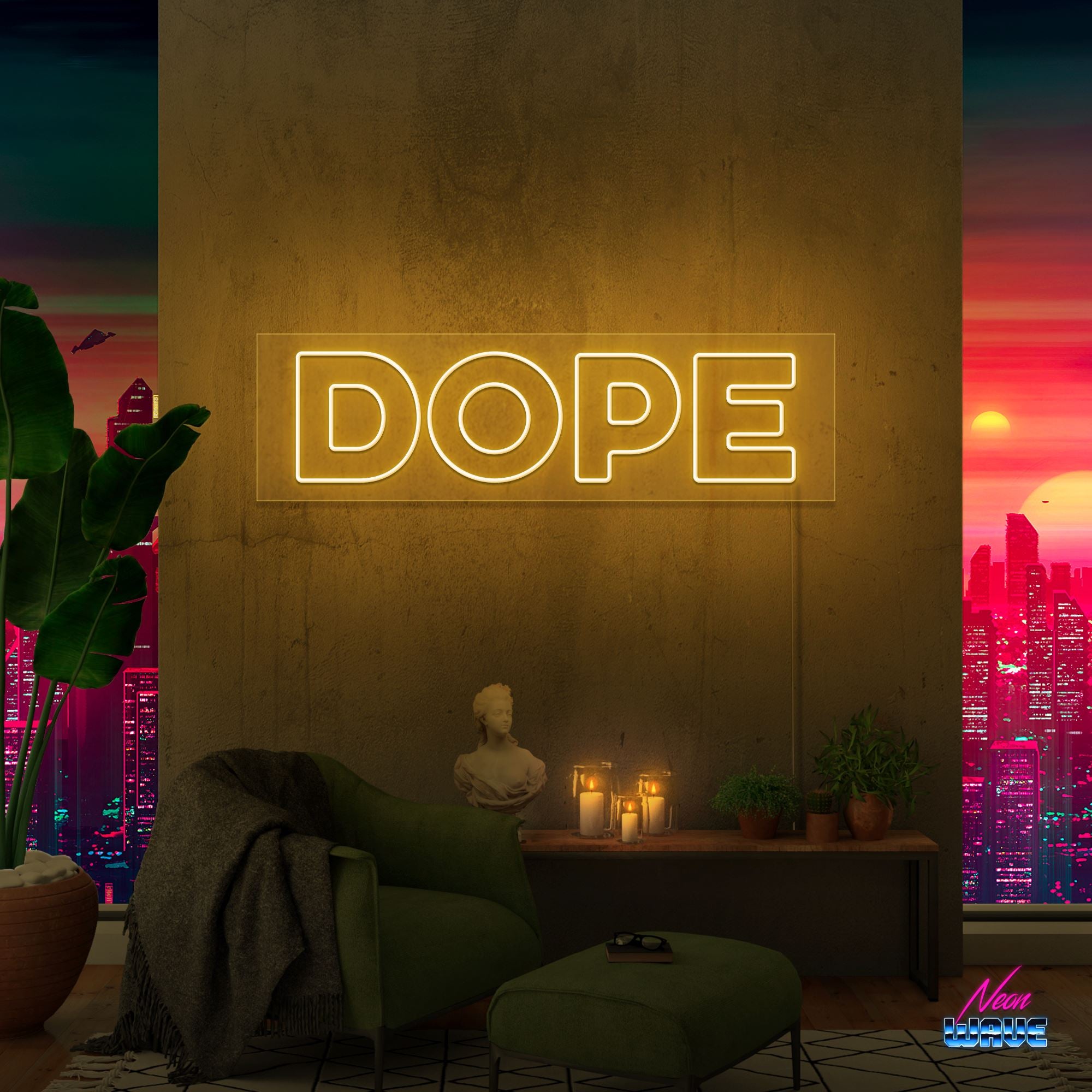 DOPE Neon Sign Neonwave.ch 50cm Gold 