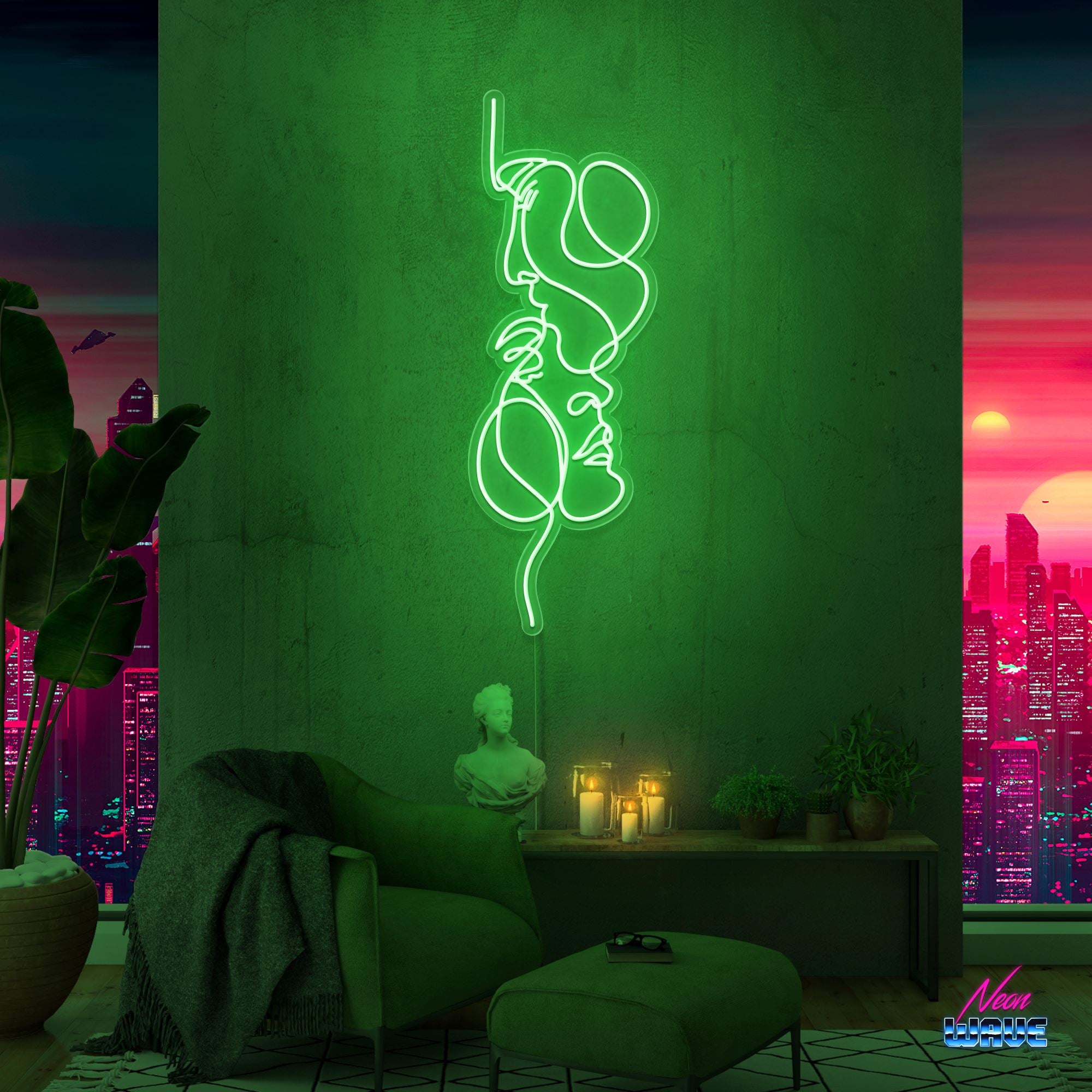 You and Me Neon Sign Neonwave.ch 120 cm Grün 