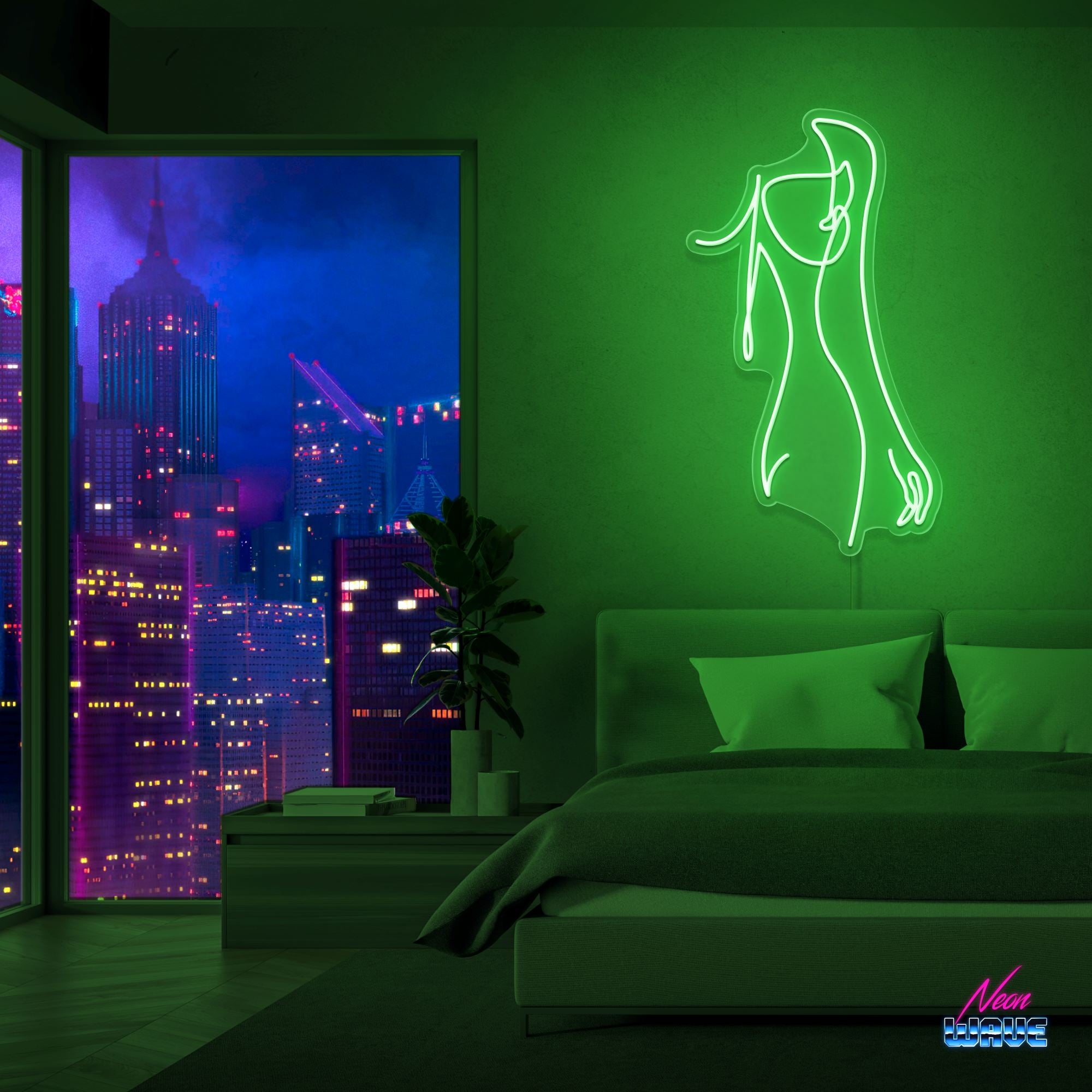 Body Silhouette Neon Sign Neonwave.ch 75 cm Grün 