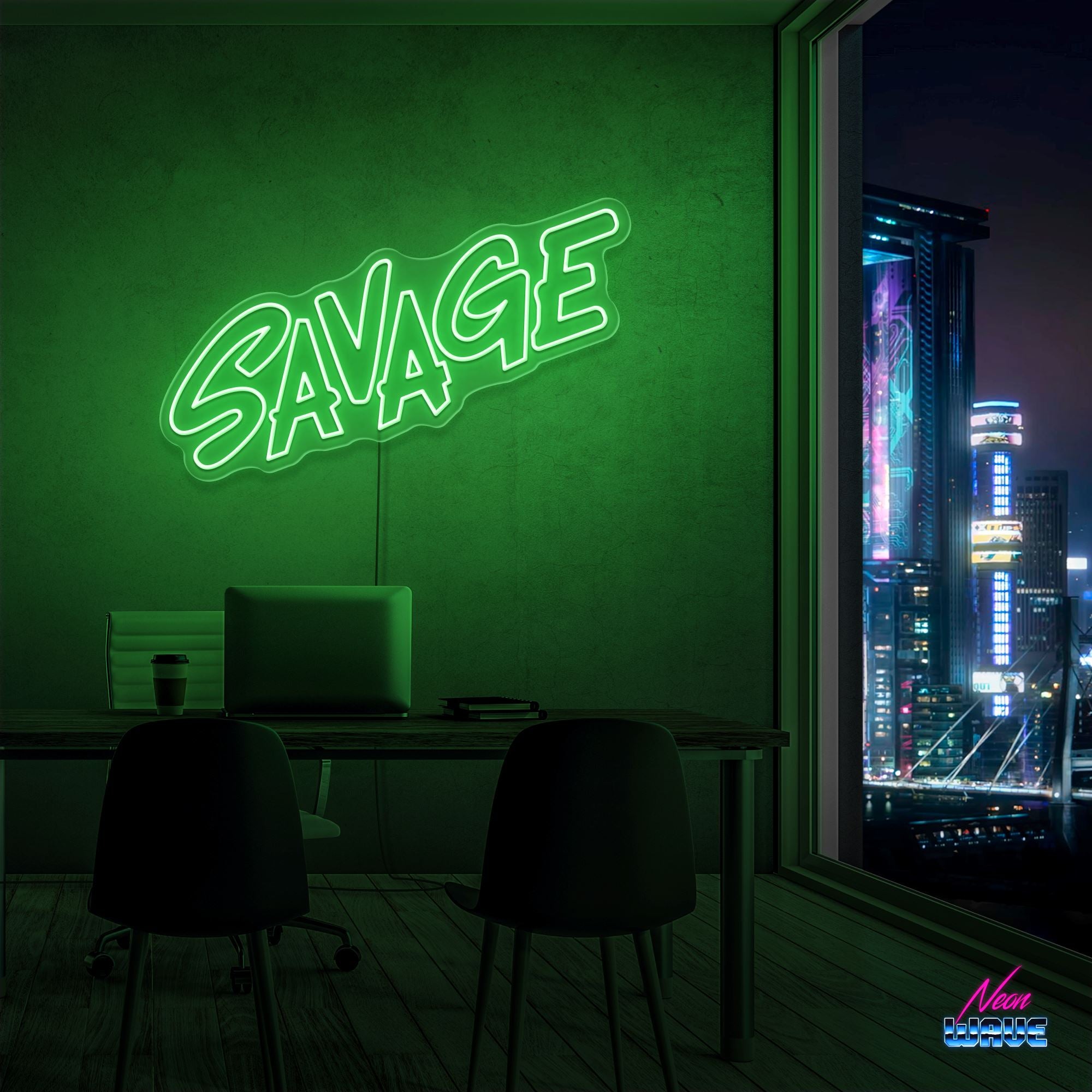 SAVAGE Neon Sign Neonwave.ch 50cm Grün 