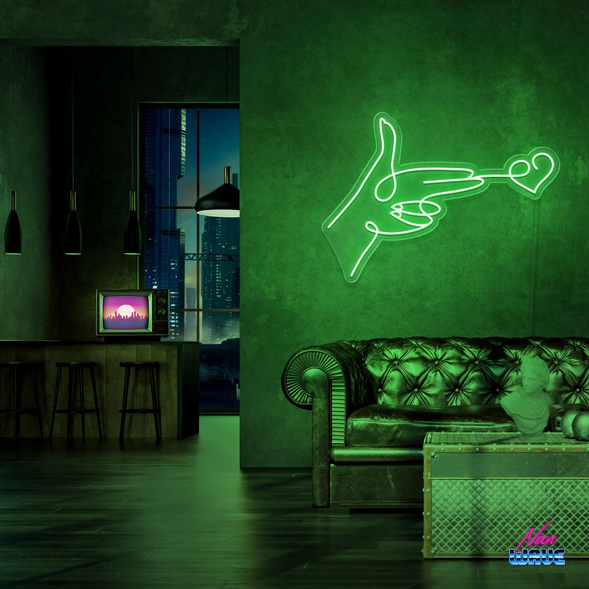 Love Bullet Neon Sign Neonwave.ch 50cm Grün 