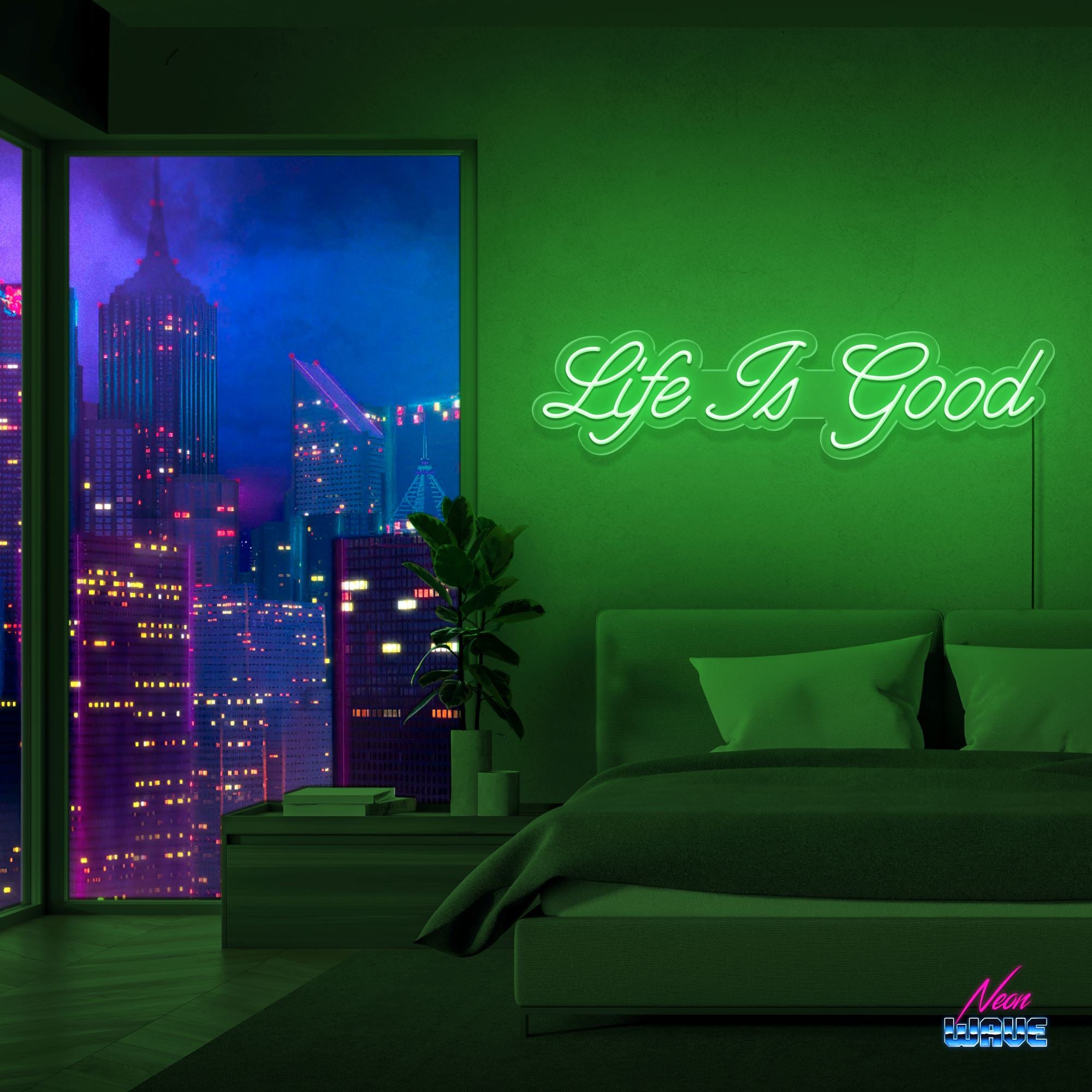 Life is Good Neon Sign Neonwave.ch 75 cm Grün 