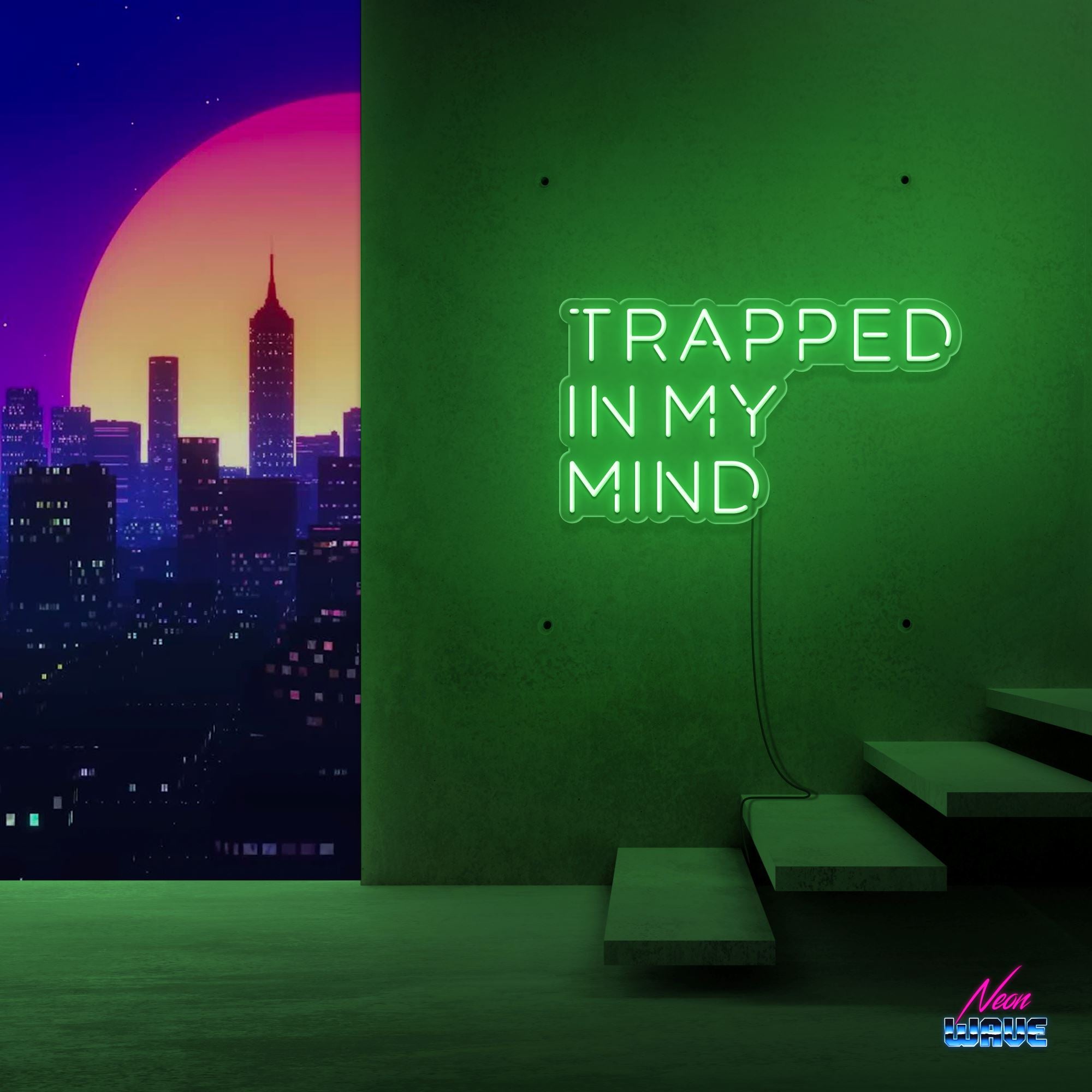 TRAPPED IN MY MIND Neon Sign Neonwave.ch 50cm Grün 