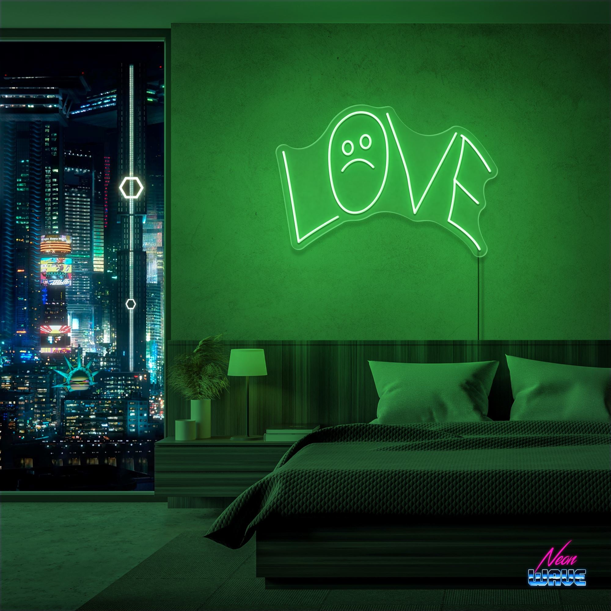 LOVE :( by "Lil Peep" Neon Sign Neonwave.ch 50cm Grün 