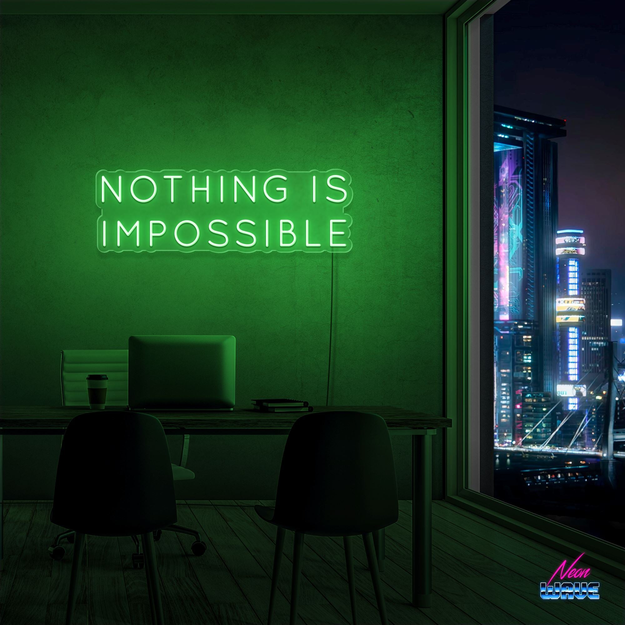 NOTHING IS IMPOSSIBLE Neon Sign Neonwave.ch 50cm Grün 