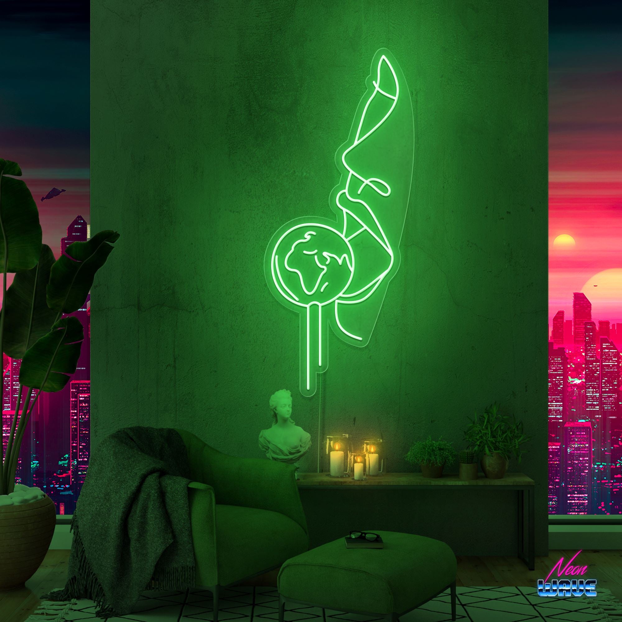 Earth Lollipop Neon Sign Neonwave.ch 75cm Grün 