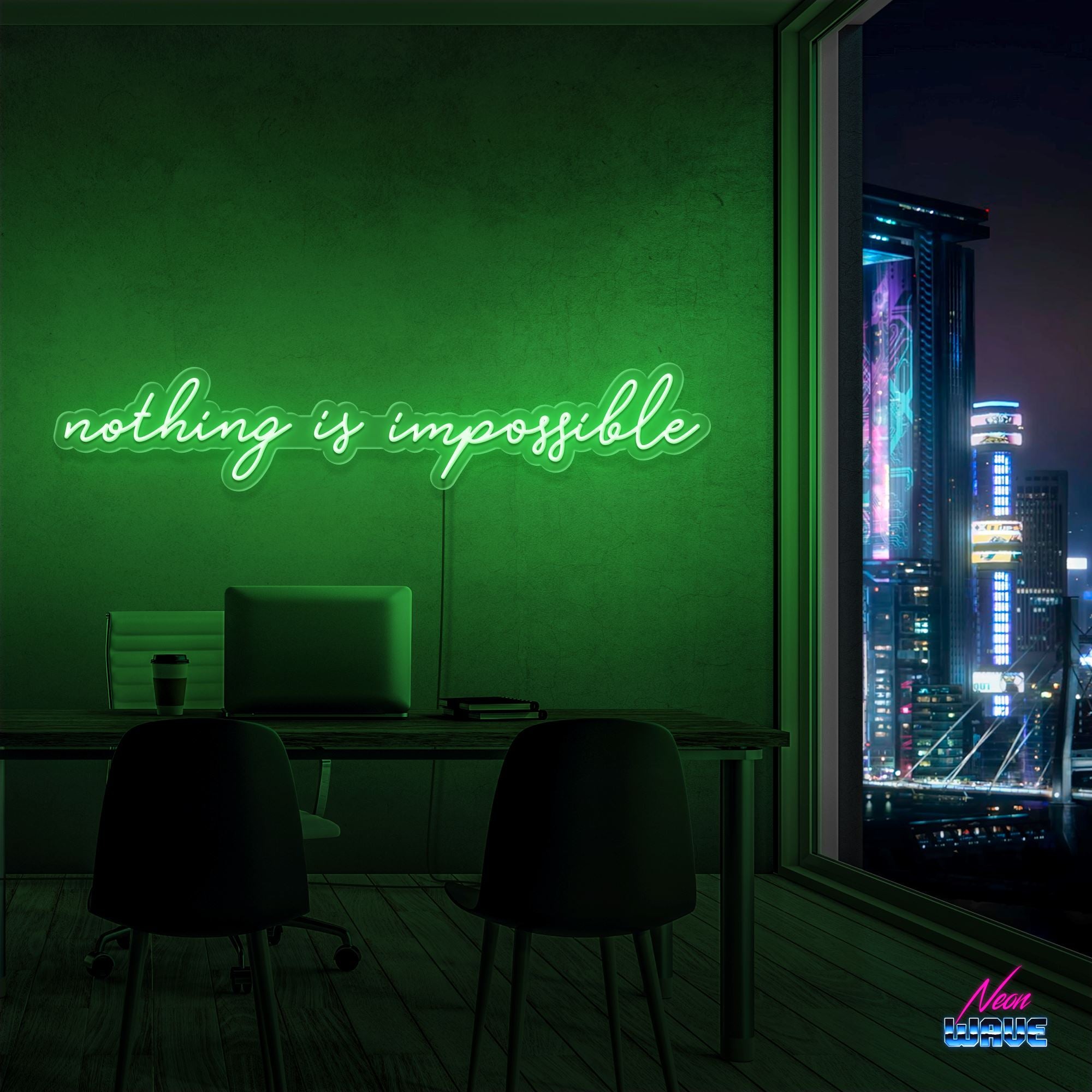 NOTHING IS IMPOSSIBLE Neon Sign Neonwave.ch 150cm Grün 