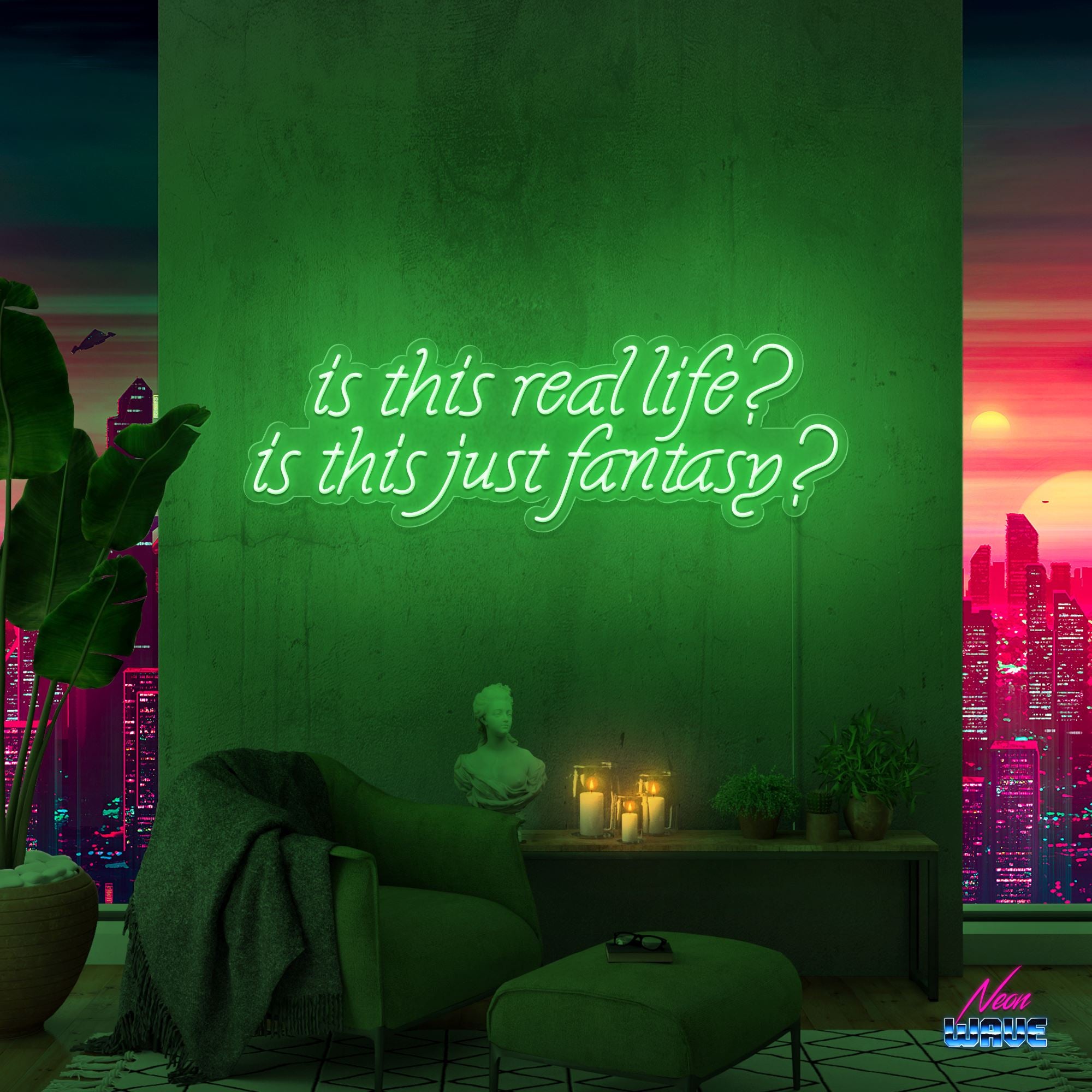 is this real life? is this just fantasy? Neon Sign NEON WAVE 80cm Grün 