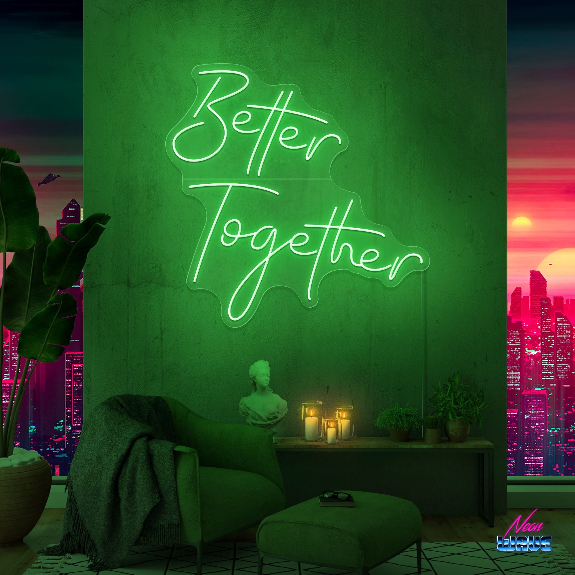 Better Together Neon Sign Neonwave.ch 50cm Grün 