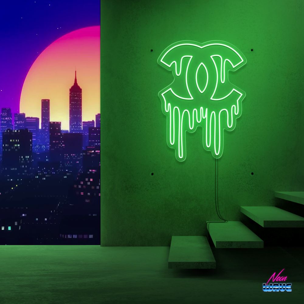 Liquid Chanel Neon Sign Neonwave.ch 50cm Grün 