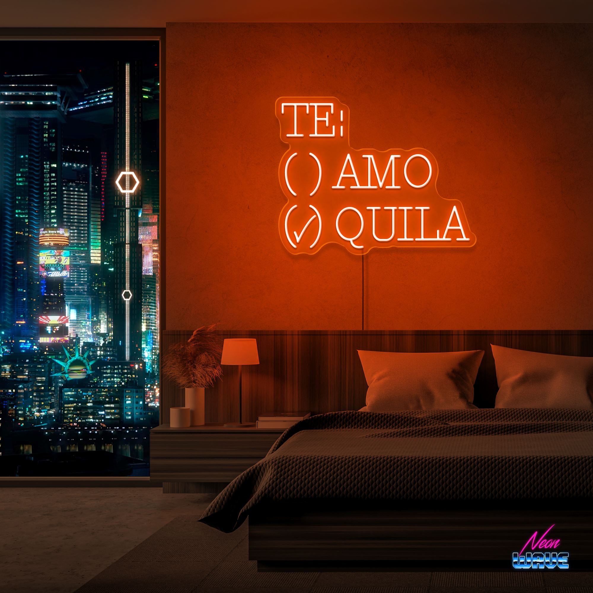 TE: AMO / QUILA Neon Sign Neonwave.ch 50cm Orange 