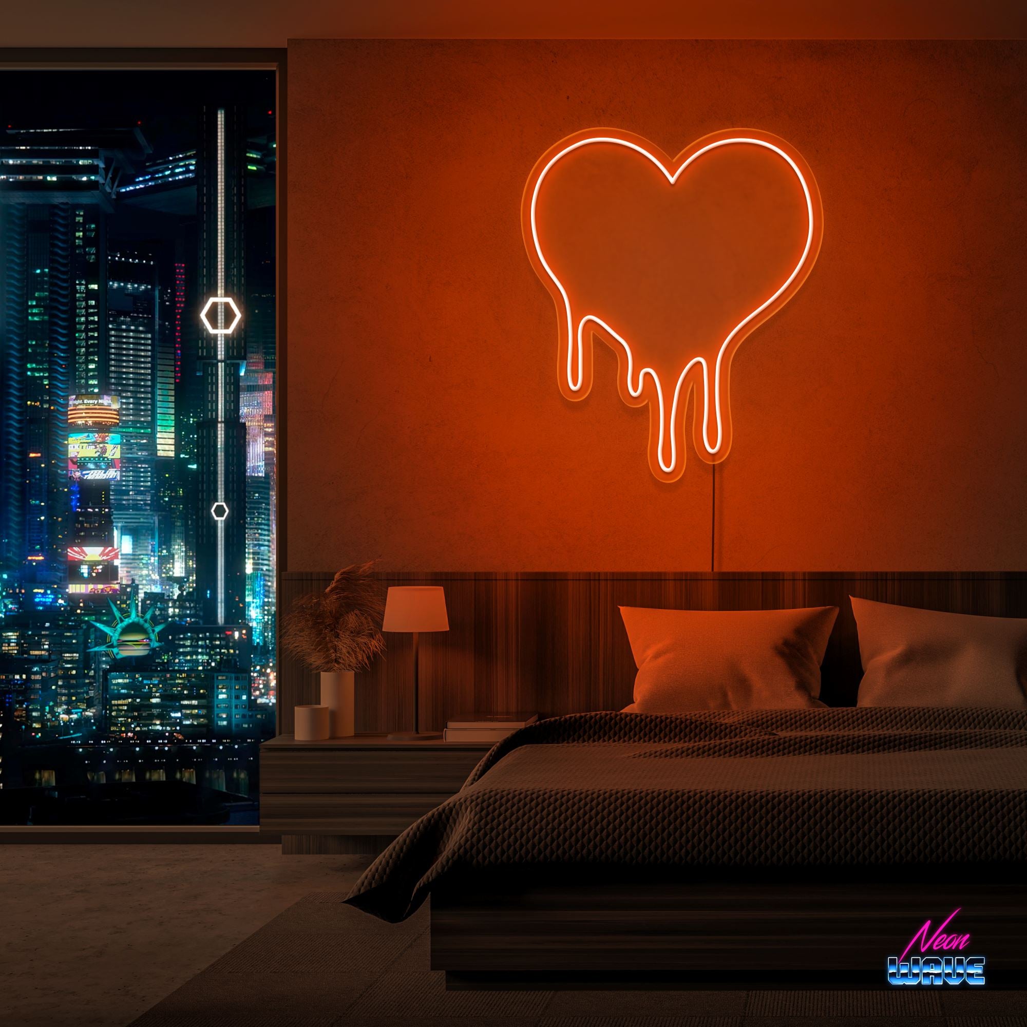 DRIPPING HEART ♡ Neon Sign Neonwave.ch 50cm Orange 