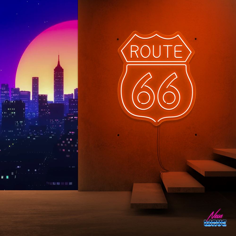 Route 66 Neon Sign Neonwave.ch 50cm Orange 