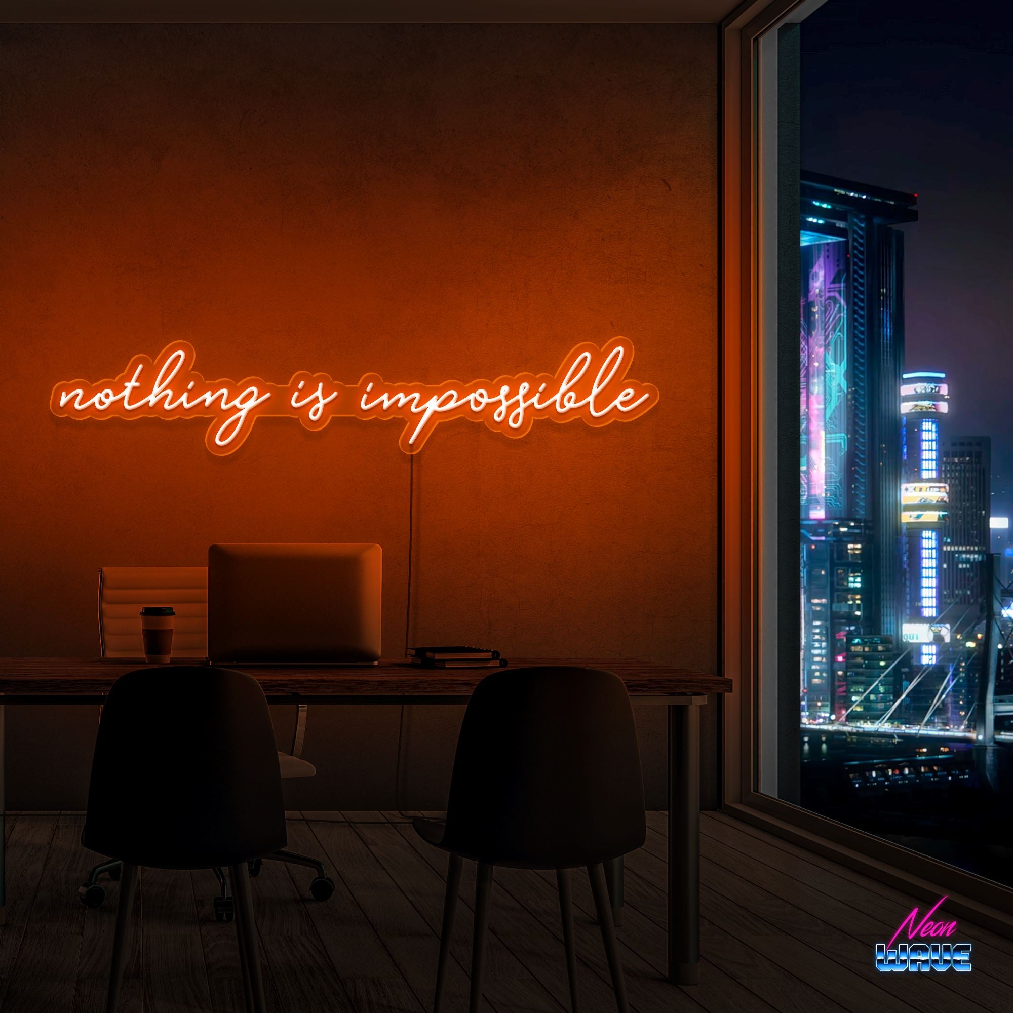NOTHING IS IMPOSSIBLE Neon Sign Neonwave.ch 150cm Orange 