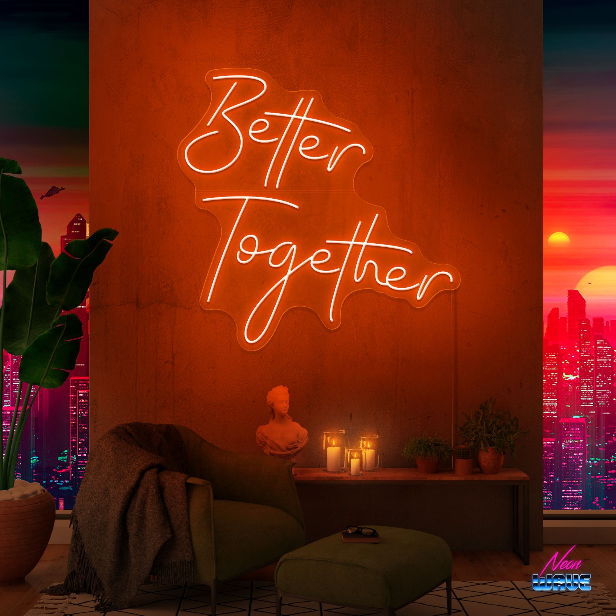 Better Together Neon Sign Neonwave.ch 50cm Orange 