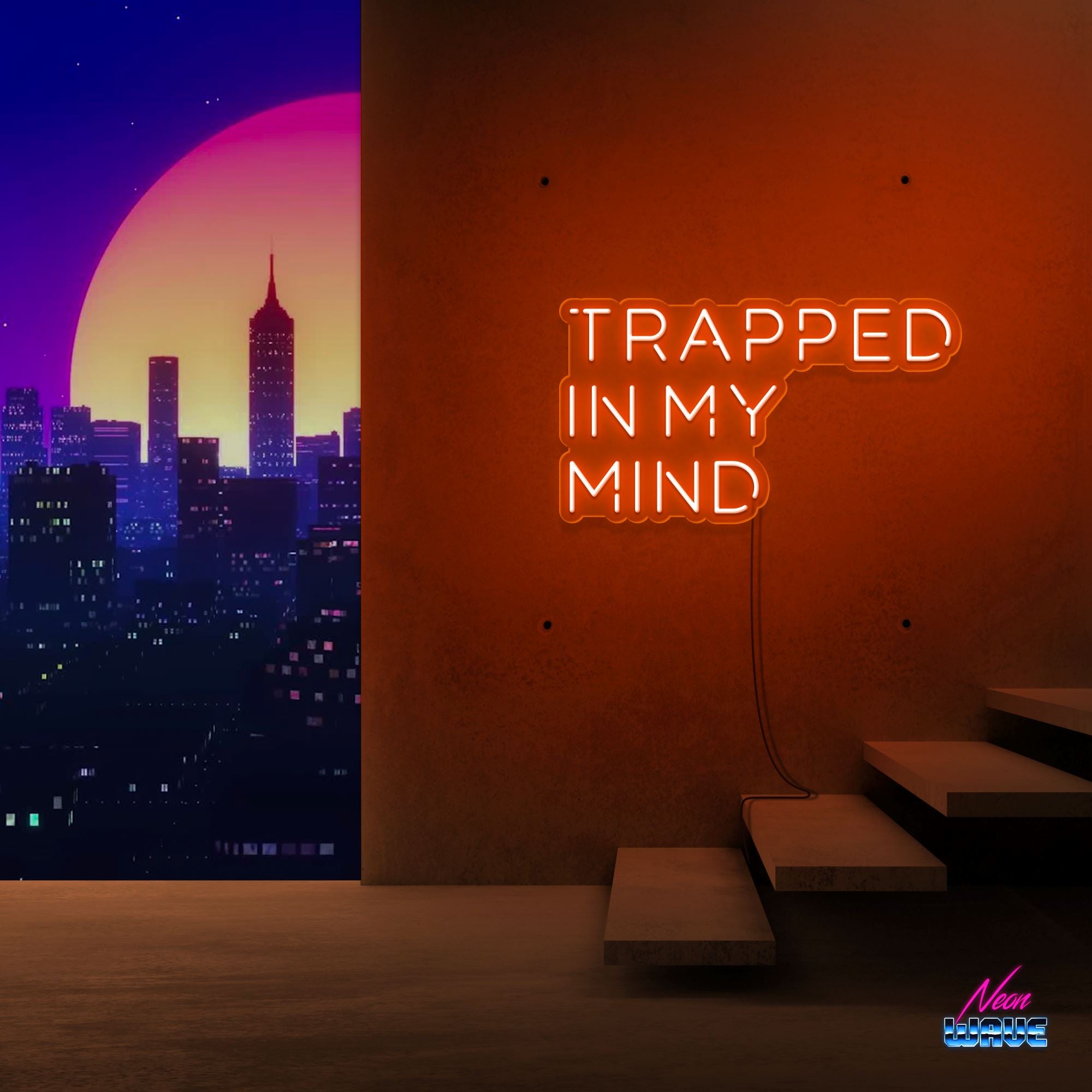 TRAPPED IN MY MIND Neon Sign Neonwave.ch 50cm Orange 