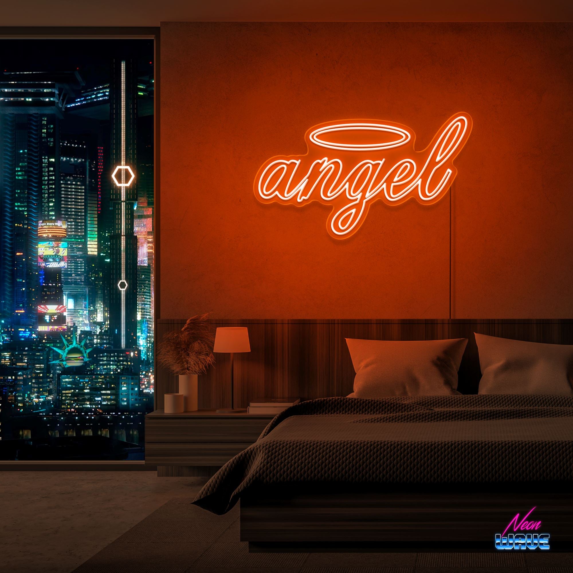 Angel Neon Sign Neonwave.ch 75cm Orange 