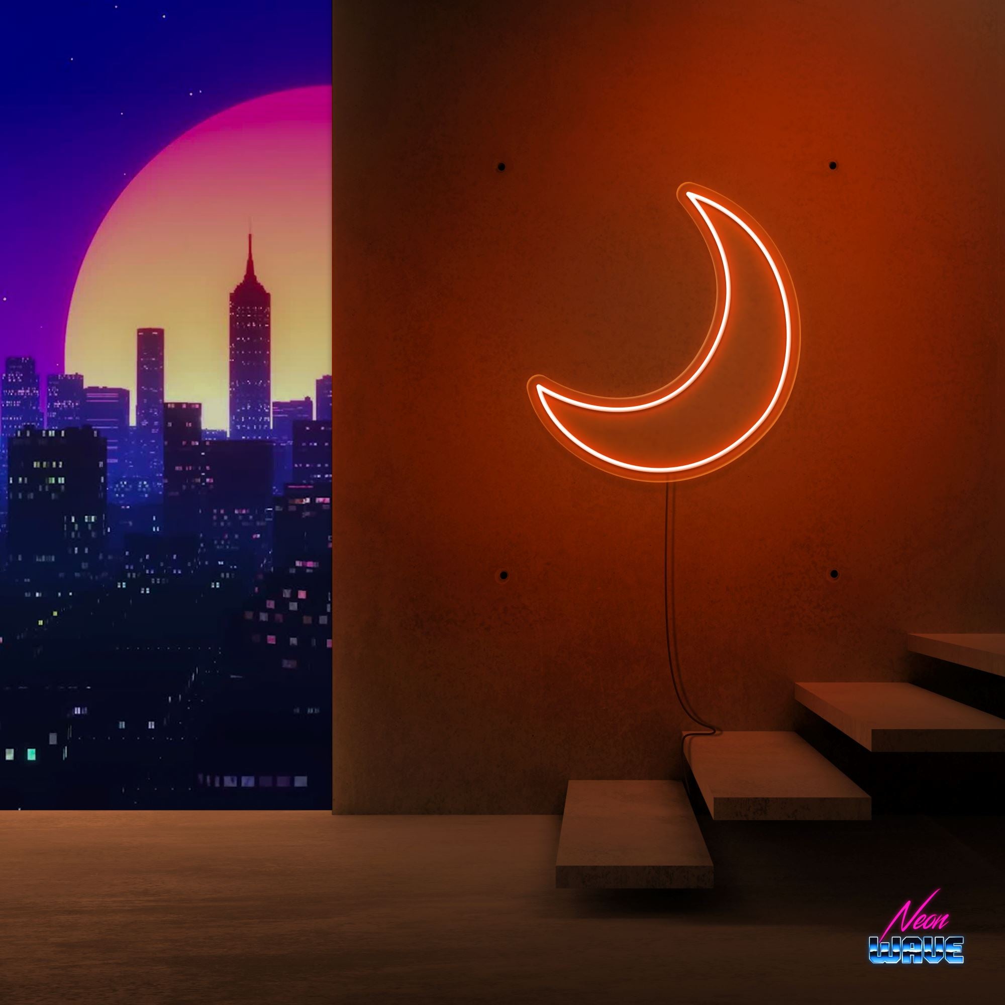 Moon Neon Sign Neonwave.ch 50cm Orange 
