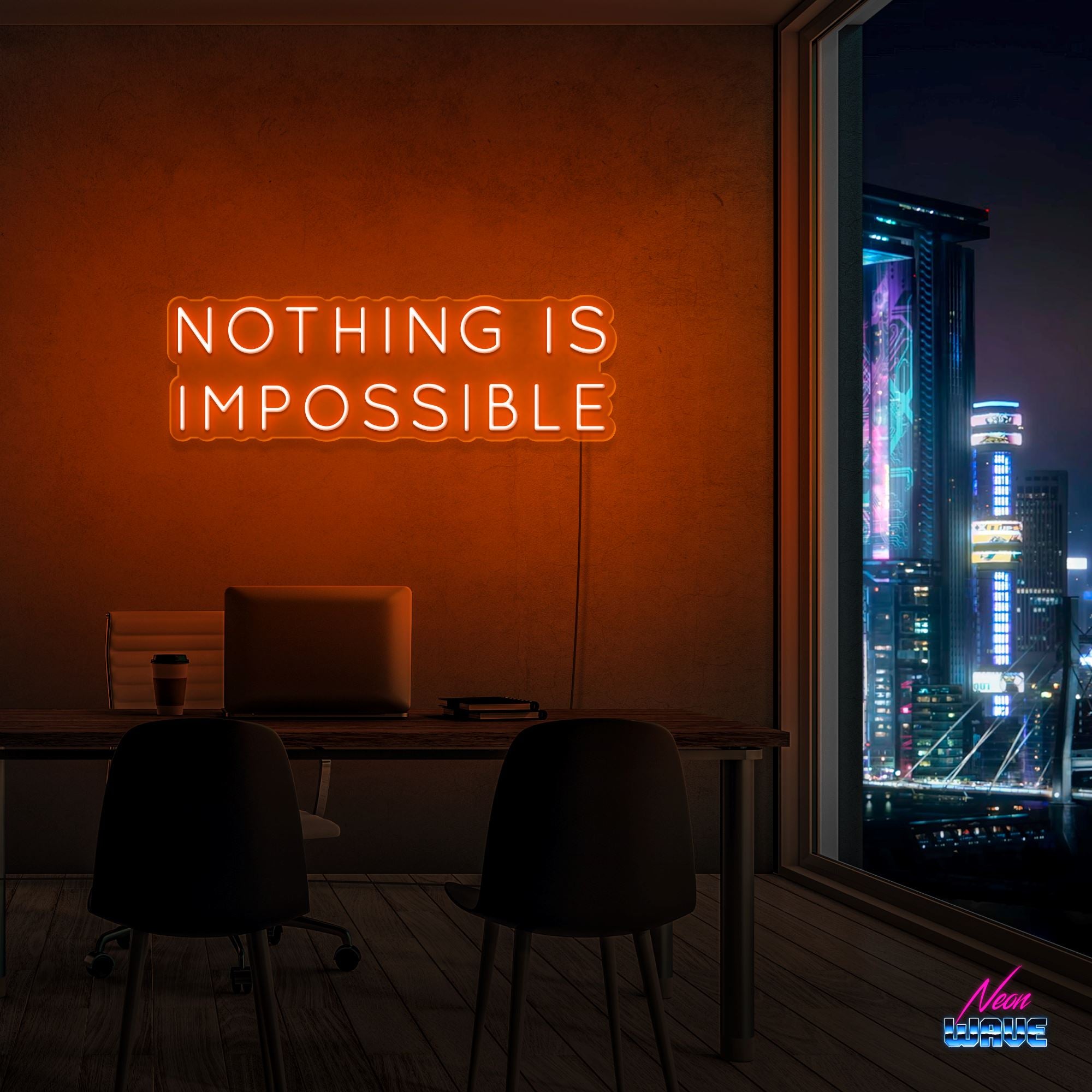 NOTHING IS IMPOSSIBLE Neon Sign Neonwave.ch 50cm Orange 