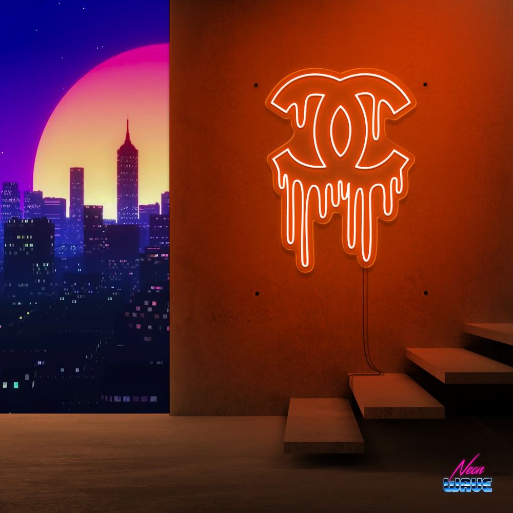 Liquid Chanel Neon Sign Neonwave.ch 50cm Orange 