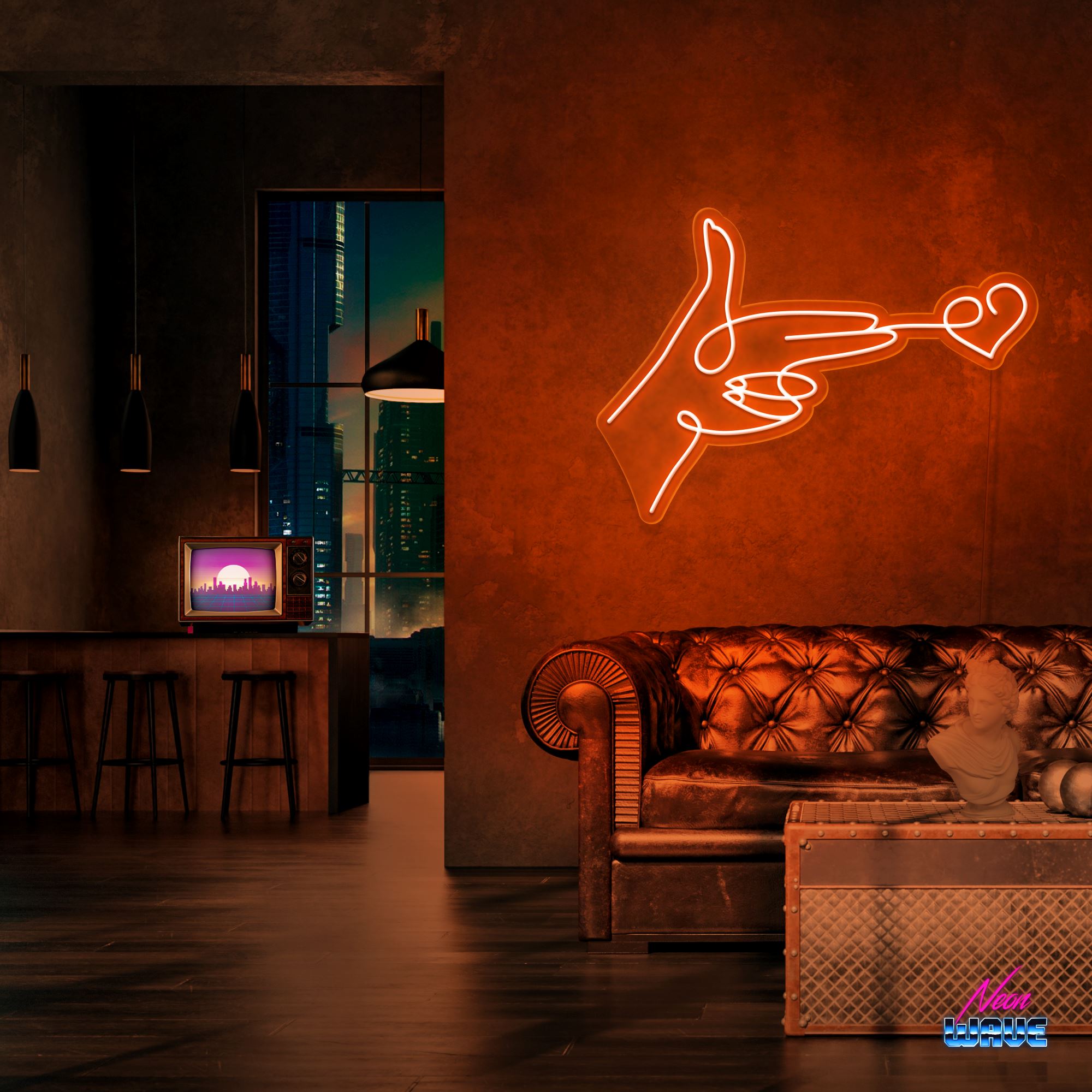 Love Bullet Neon Sign Neonwave.ch 50cm Orange 
