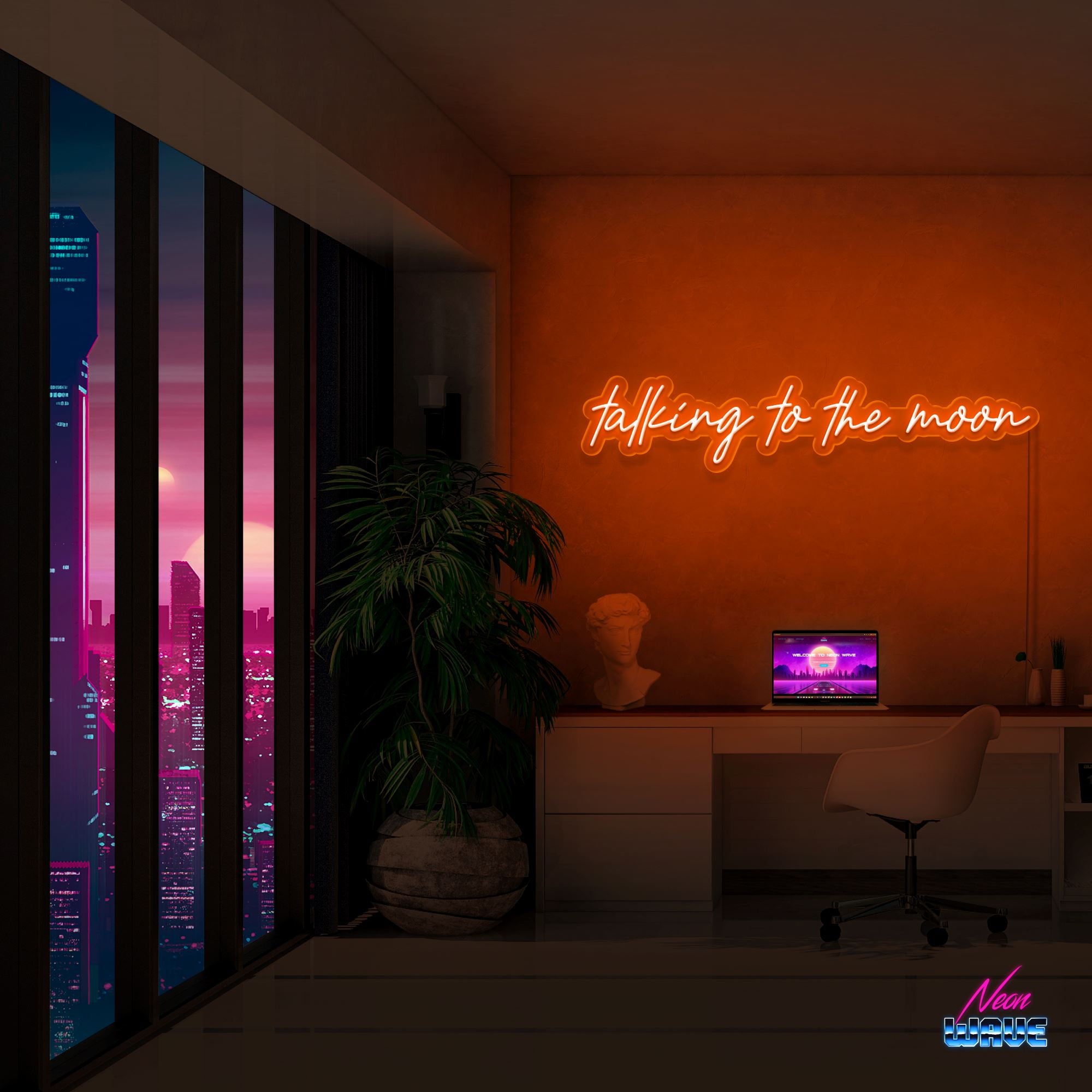 Talking to the moon Neon Sign Neonwave.ch 100cm Orange 