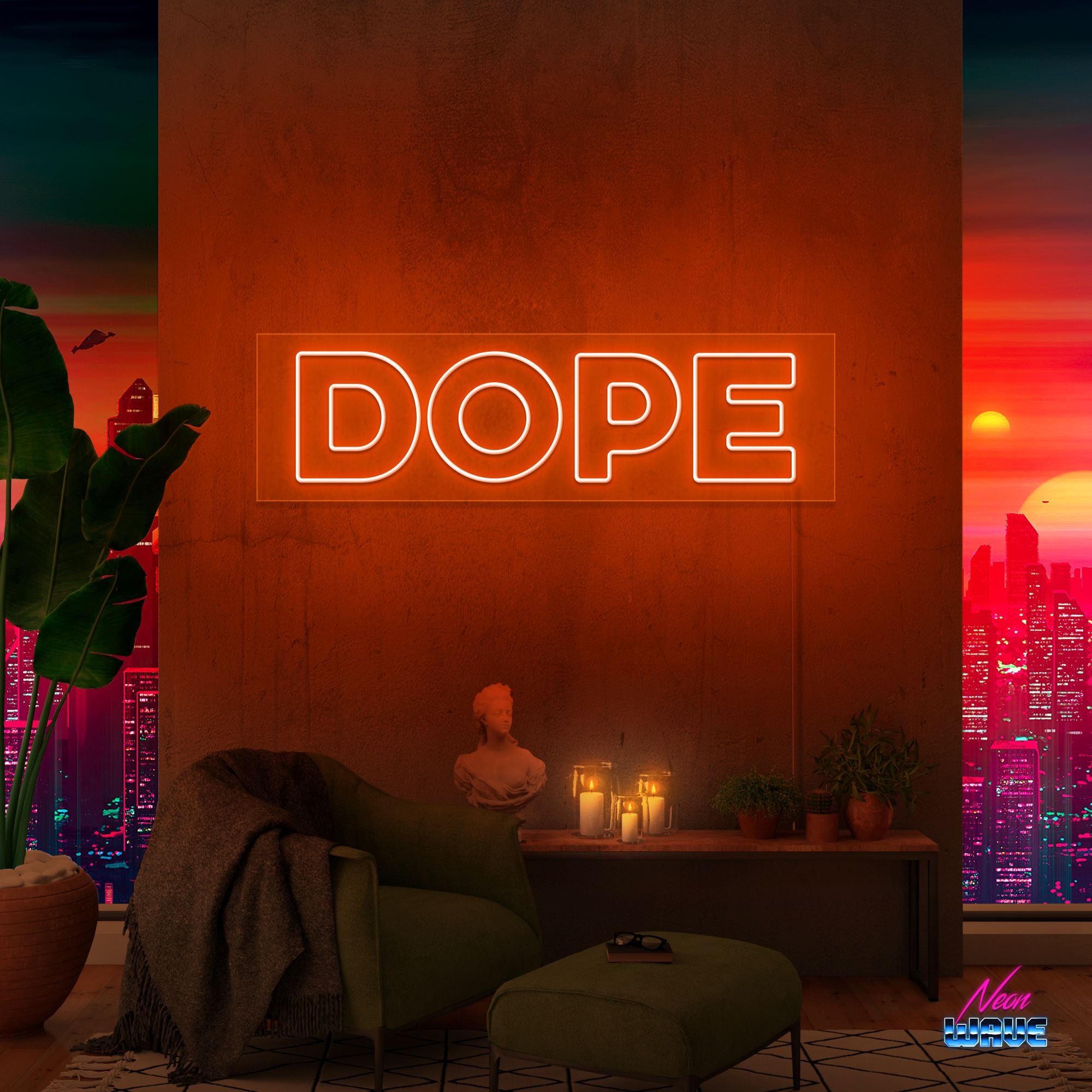 DOPE Neon Sign Neonwave.ch 50cm Orange 