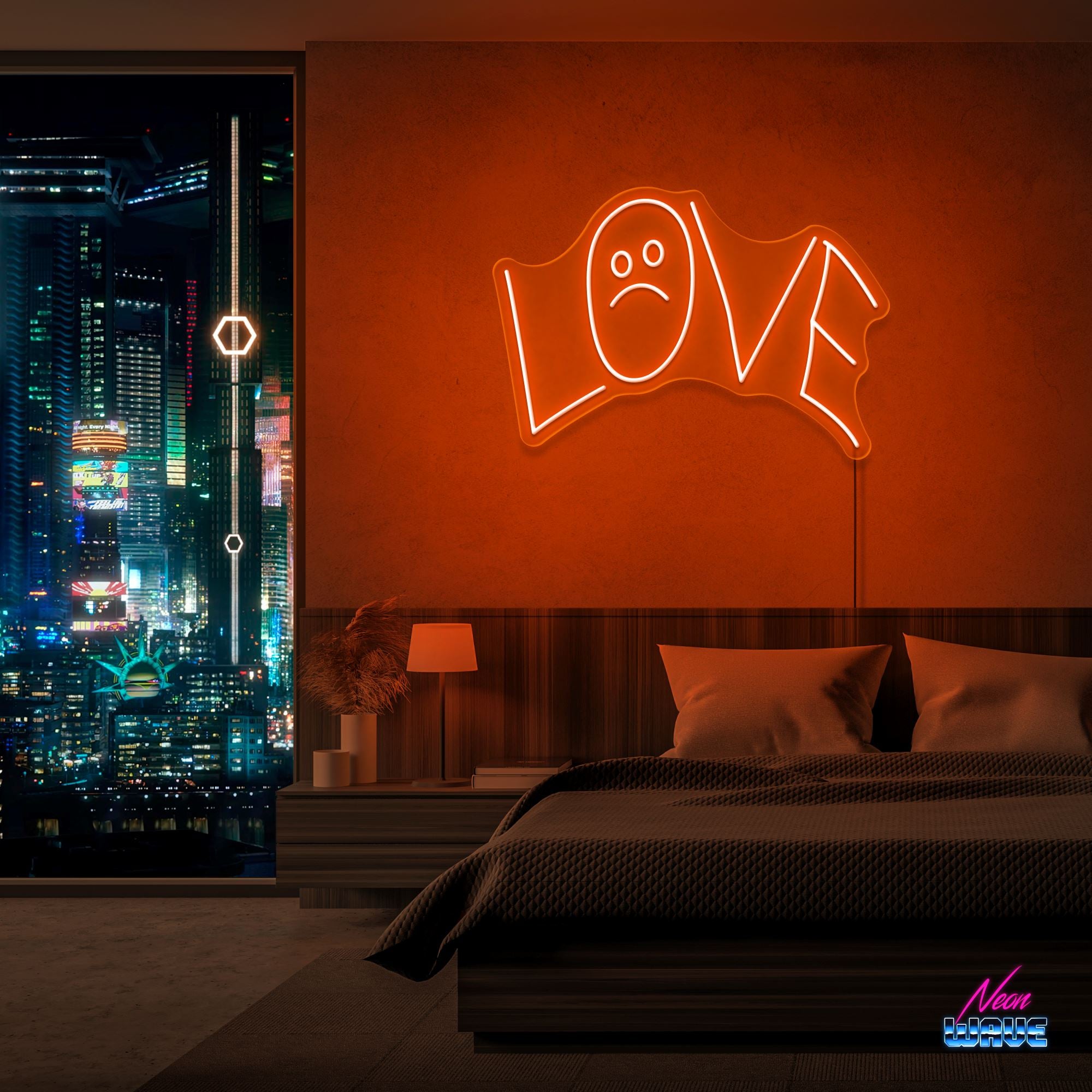 LOVE :( by "Lil Peep" Neon Sign Neonwave.ch 50cm Orange 