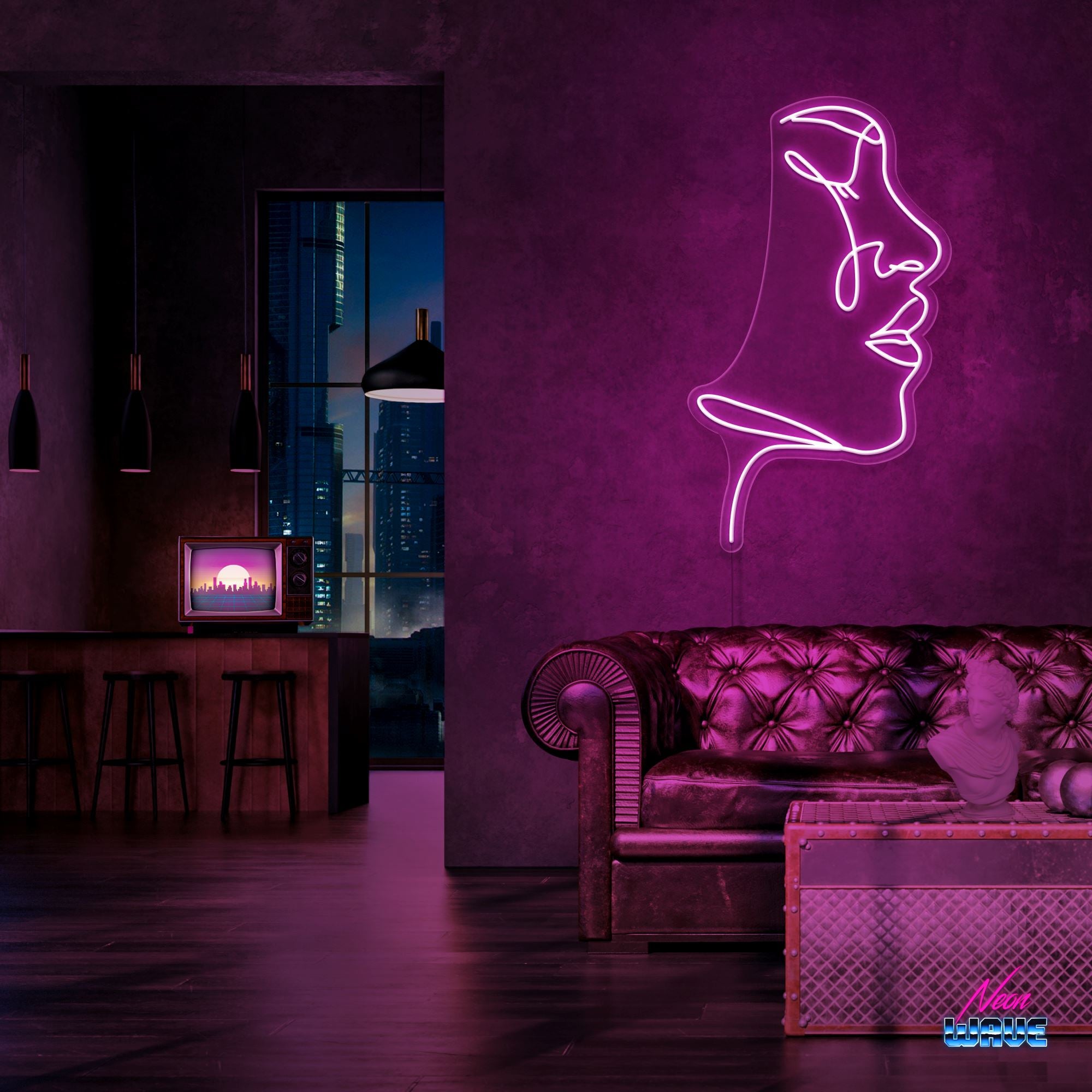 Feel your Face Neon Sign Neonwave.ch 75 cm Pink 