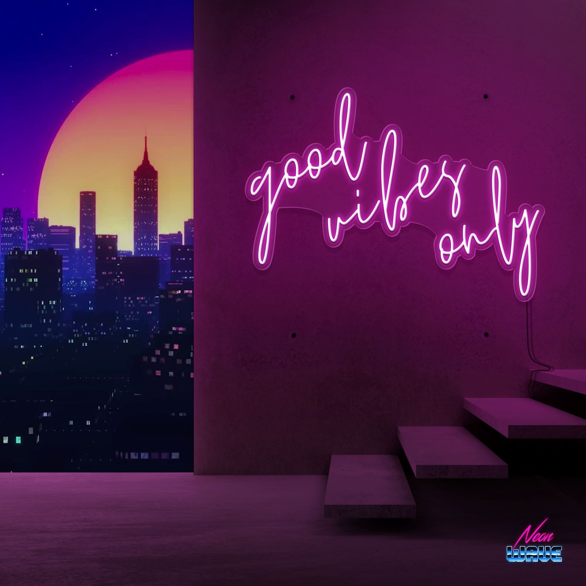 GOOD VIBES ONLY Neon Sign Neonwave.ch 75cm Pink 