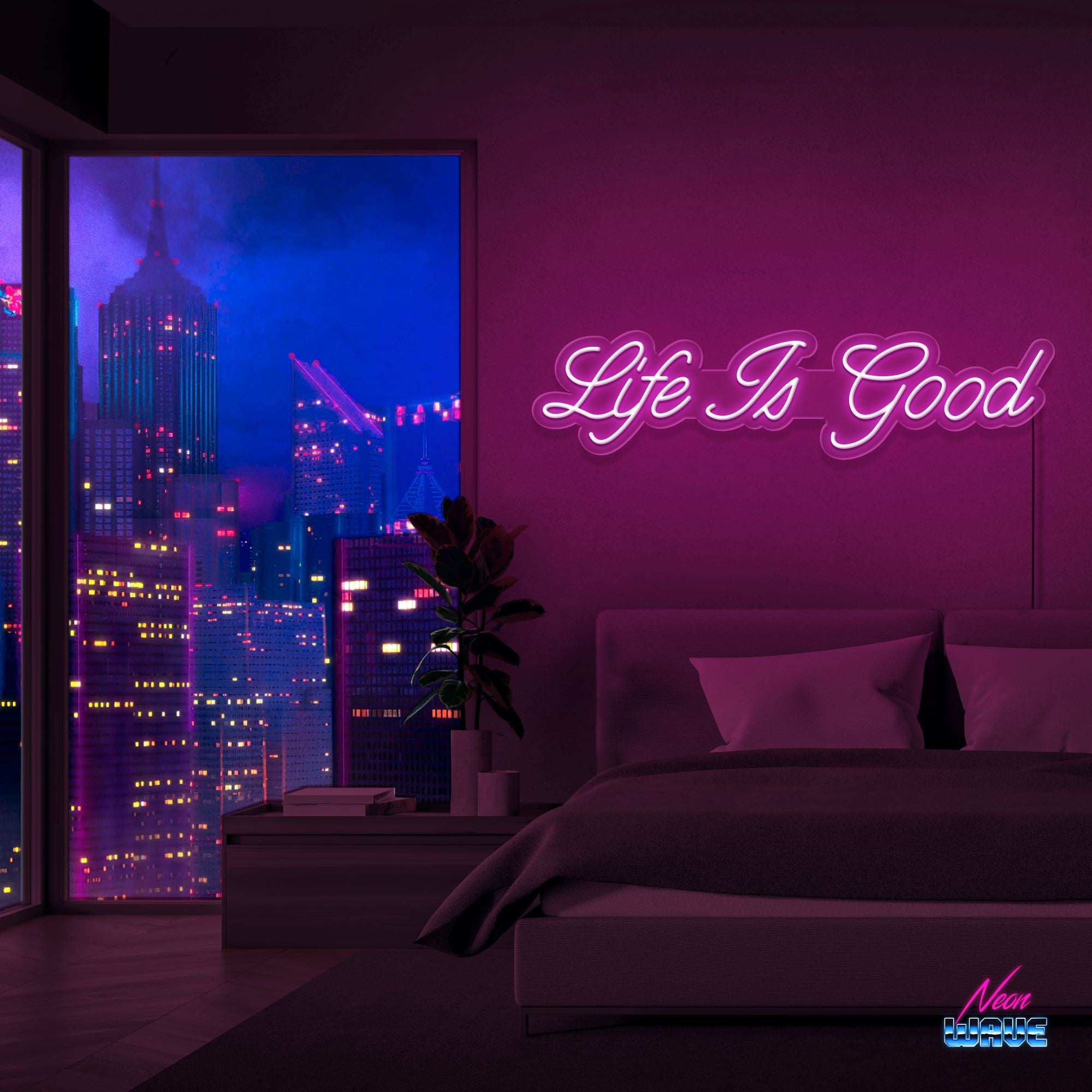 Life is Good Neon Sign Neonwave.ch 75 cm Pink 