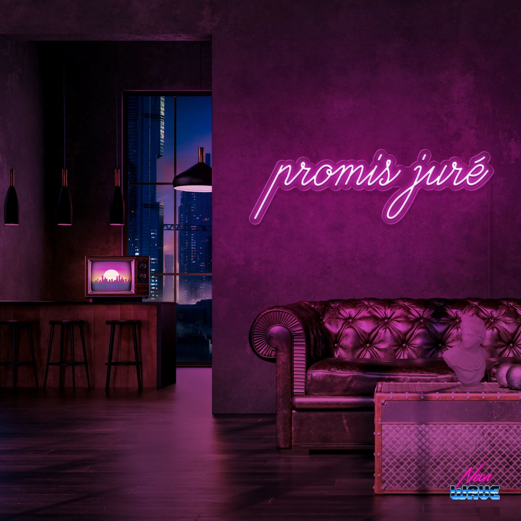 Promis juré Neon Sign Neonwave.ch 75 cm Pink 