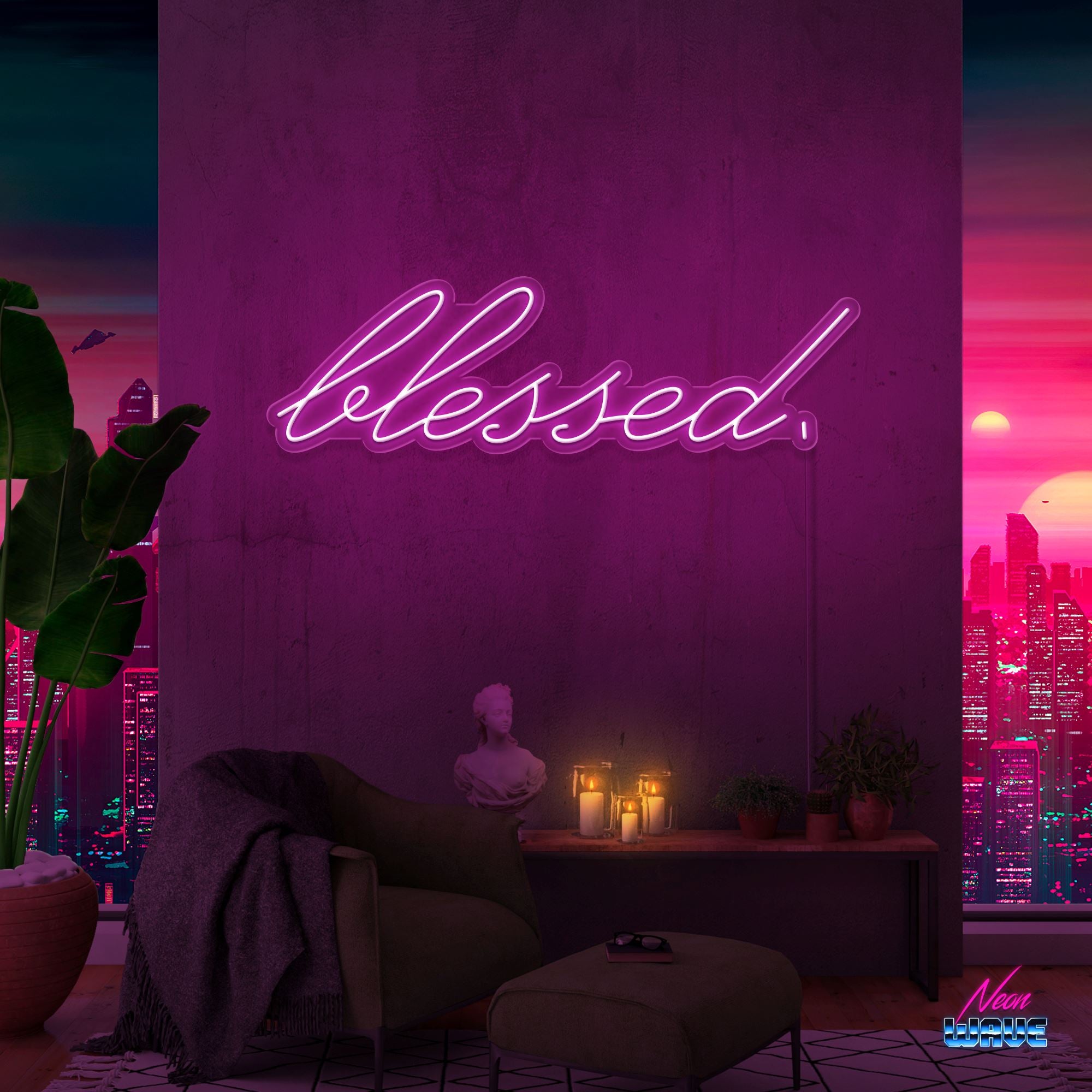 Blessed. Neon Sign Neonwave.ch 75 cm Pink 